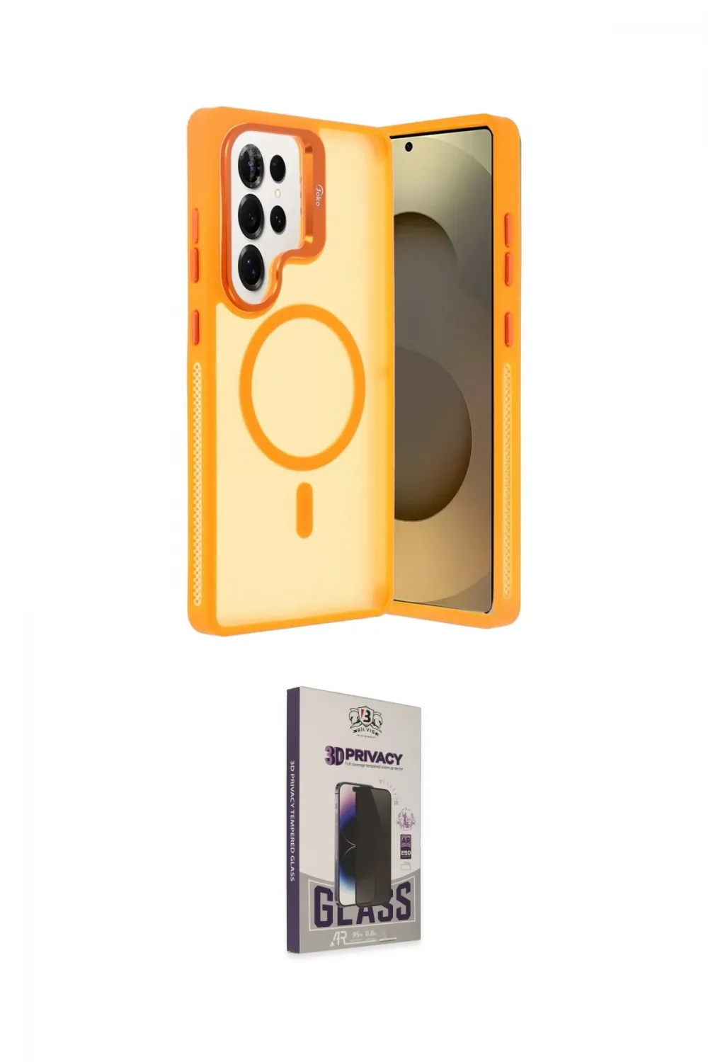 ieg™ Galaxy S25 Ultra Kılıf Akış Form - Siyah Bilvis Hayalet Cam Ekran Koruyucu