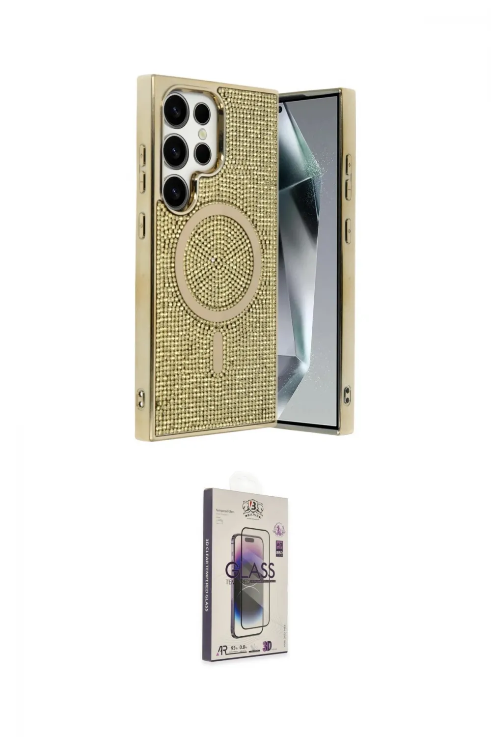 ieg™ Galaxy S25 Ultra Kılıf Eksen Çizgi - Siyah Bilvis 3D Cam Ekran Koruyucu