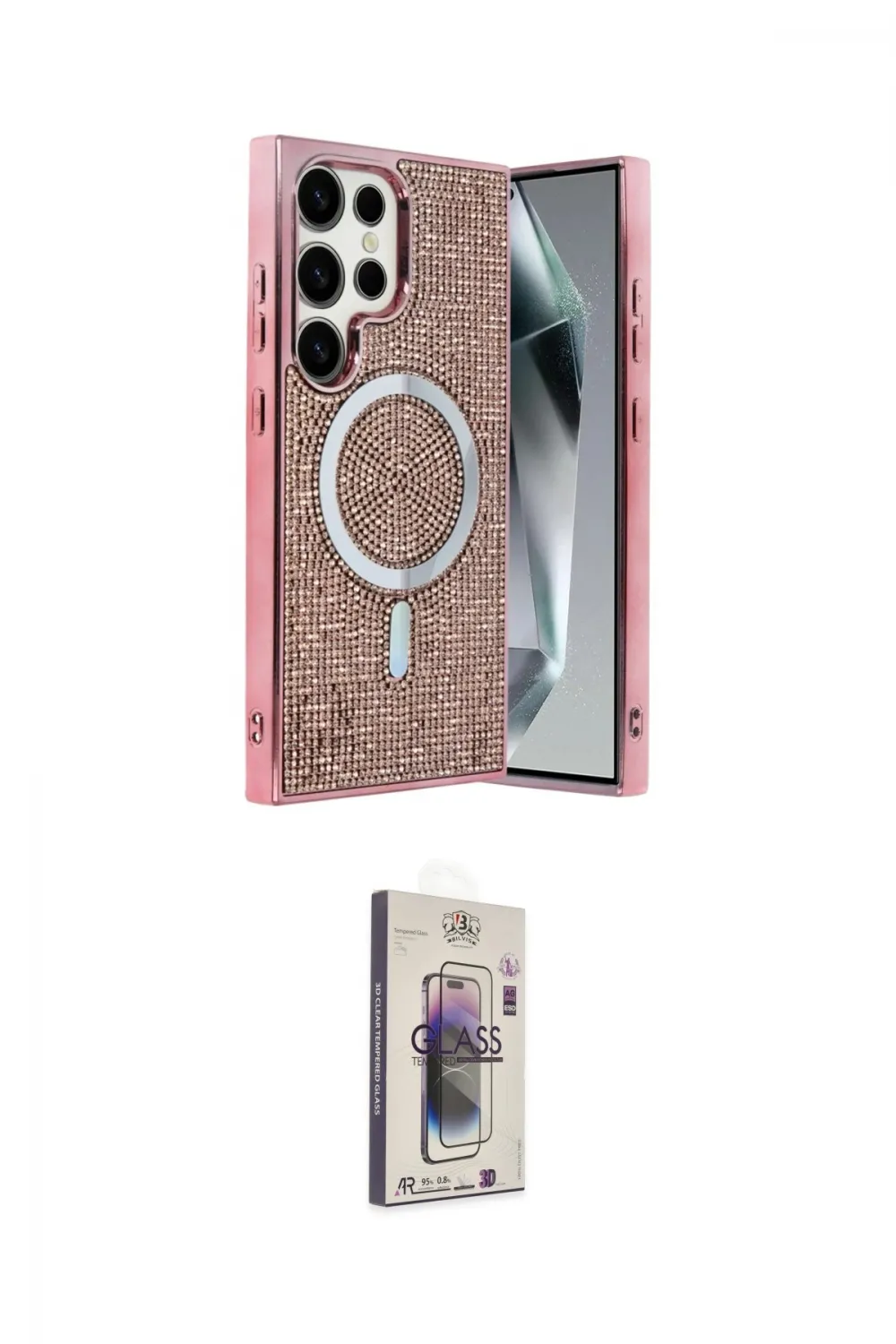 ieg™ Galaxy S25 Ultra Kılıf Eksen Çizgi - Siyah Bilvis 3D Cam Ekran Koruyucu