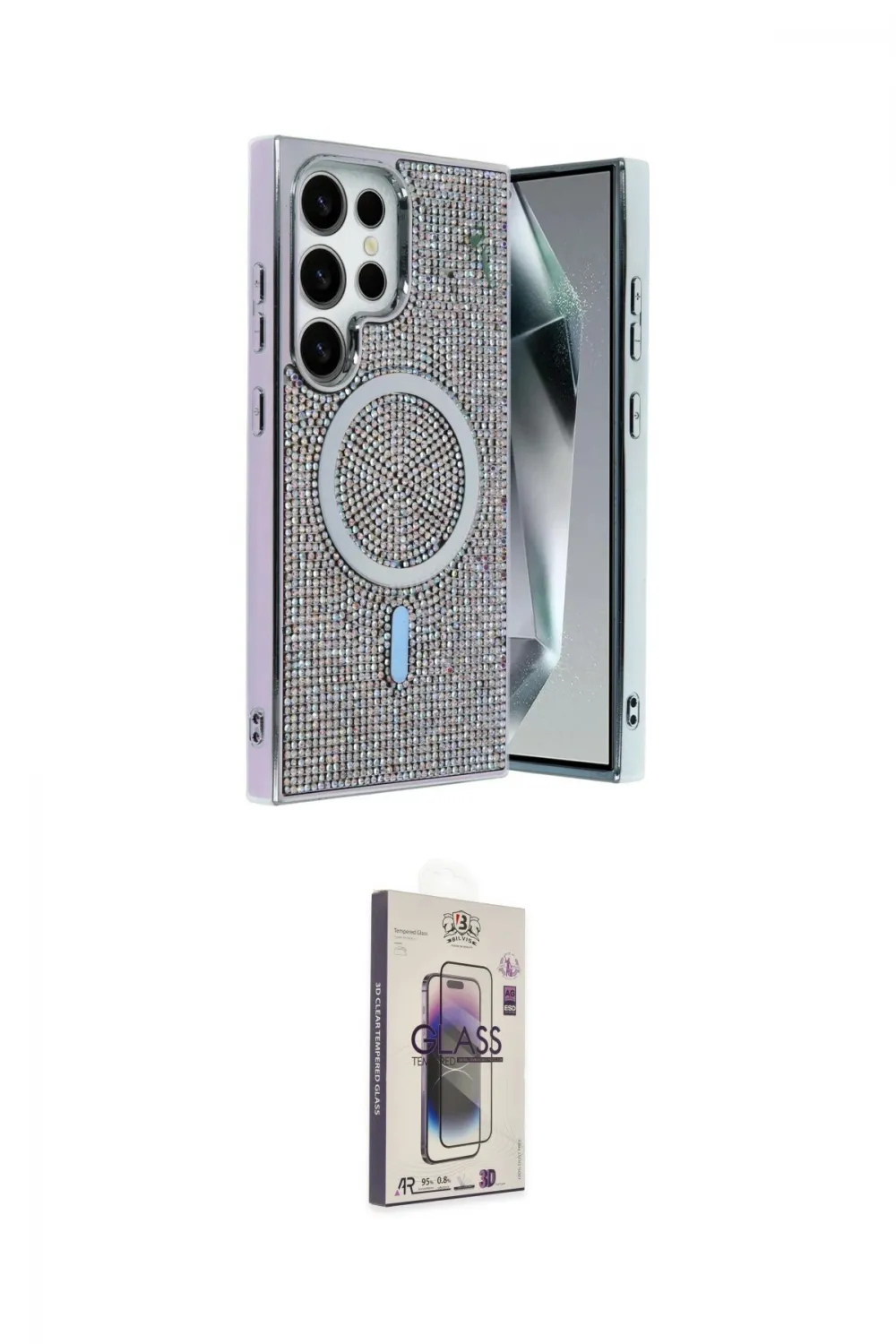 ieg™ Galaxy S25 Ultra Kılıf Eksen Çizgi - Siyah Bilvis 3D Cam Ekran Koruyucu
