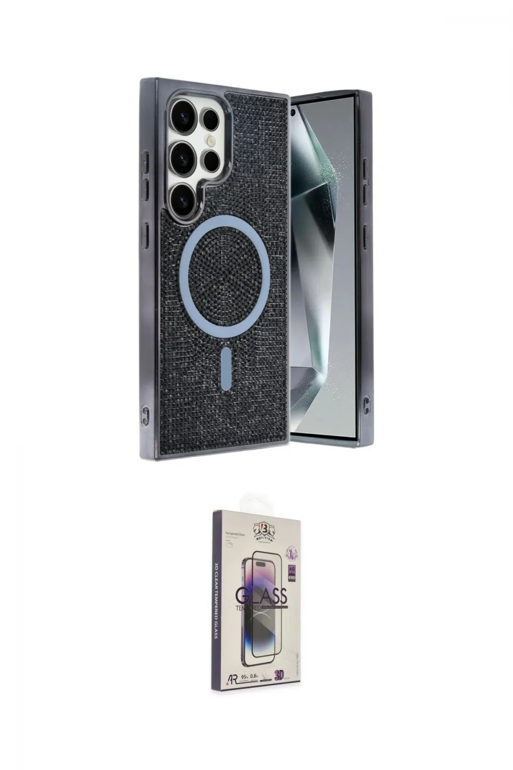ieg™ Galaxy S25 Ultra Kılıf Eksen Çizgi - Siyah Bilvis 3D Cam Ekran Koruyucu