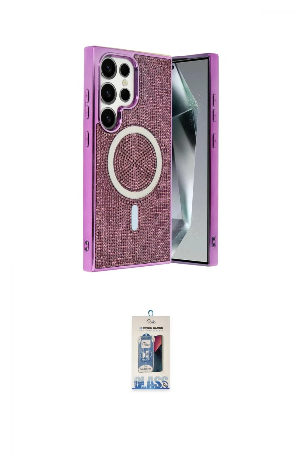 ieg™ Galaxy S25 Ultra Kılıf Eksen Çizgi - Siyah Joko Magic 5D Cam