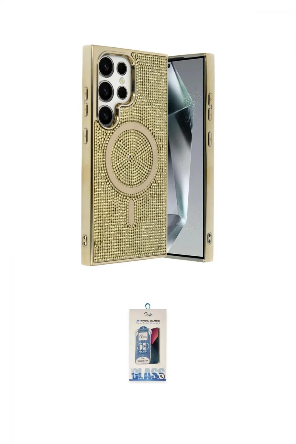 ieg™ Galaxy S25 Ultra Kılıf Eksen Çizgi - Siyah Joko Magic 5D Cam