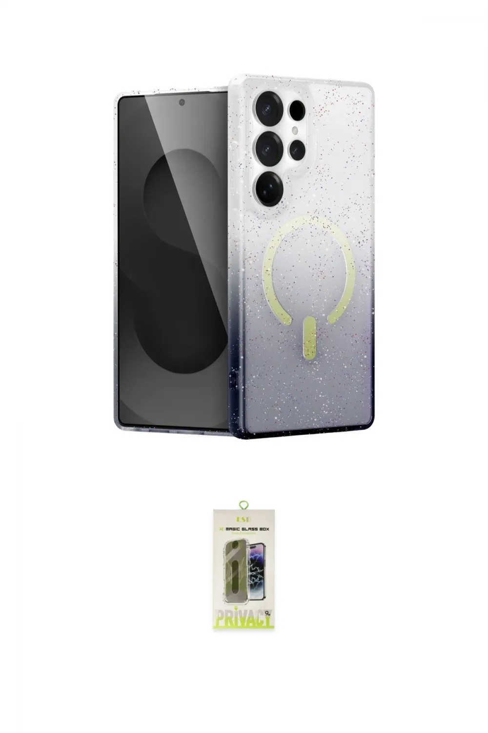 ieg™ Galaxy S25 Ultra Kılıf Eksen Minimal Özel Seri - Siyah Joko Magic 5D Hayalet Cam
