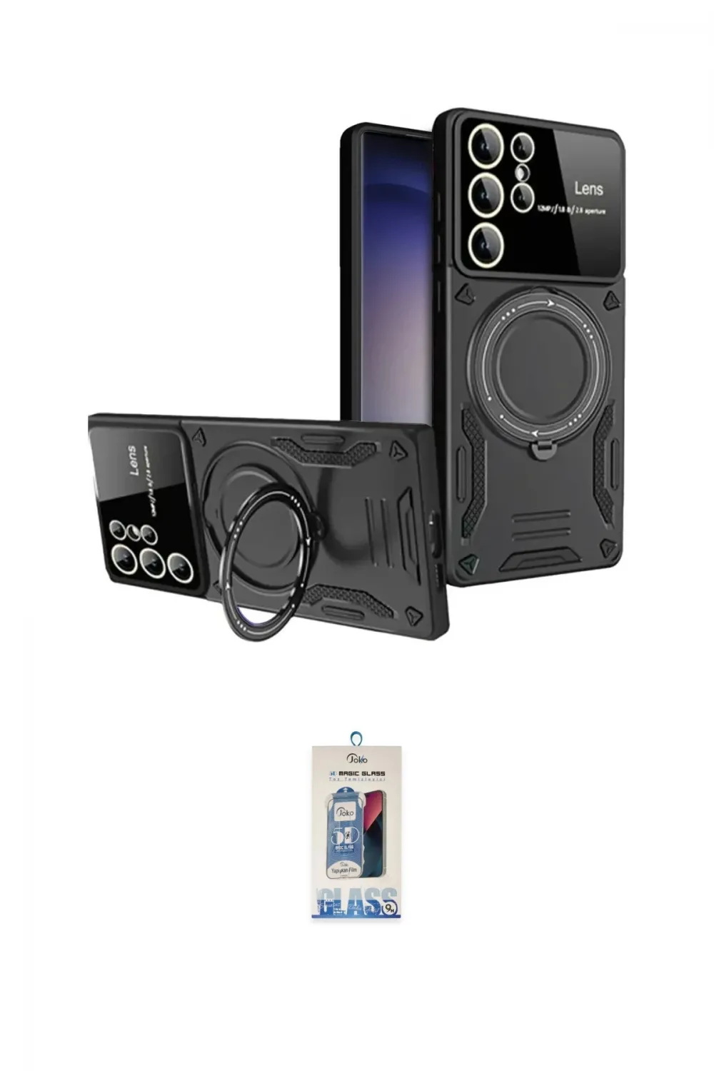 ieg™ Galaxy S25 Ultra Kılıf Kıvılcım Modern Serisi - Siyah Joko Magic 5D Cam