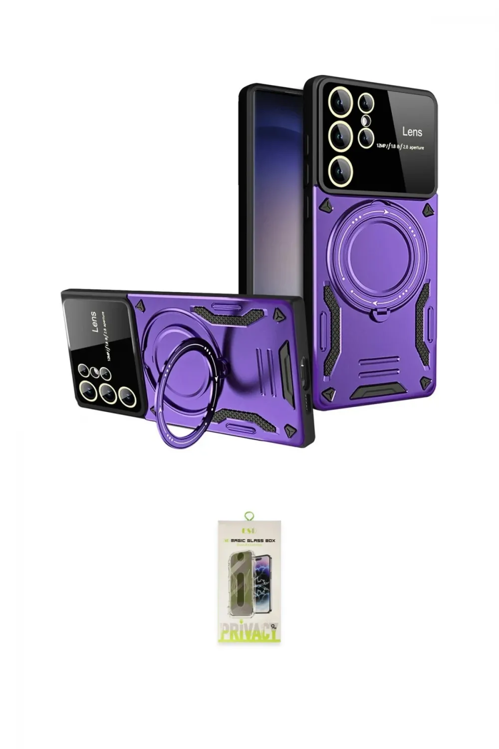 ieg™ Galaxy S25 Ultra Kılıf Kıvılcım Modern Serisi - Siyah Joko Magic 5D Hayalet Cam