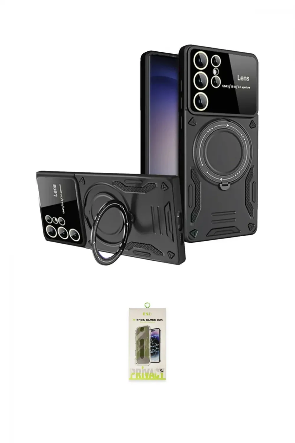 ieg™ Galaxy S25 Ultra Kılıf Kıvılcım Modern Serisi - Siyah Joko Magic 5D Hayalet Cam