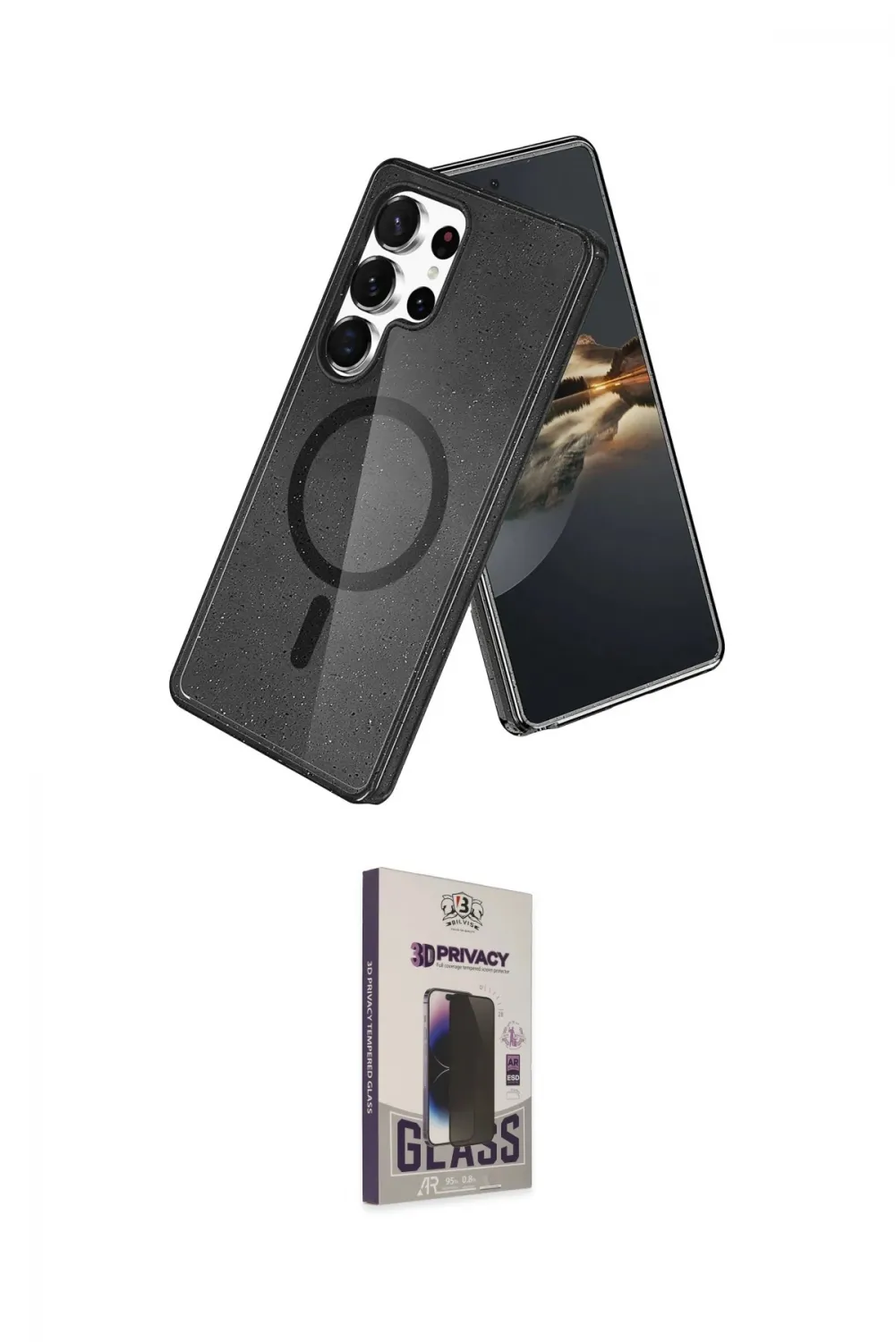 ieg™ Galaxy S25 Ultra Kılıf Nova Asil Prime - Siyah Bilvis Hayalet Cam Ekran Koruyucu