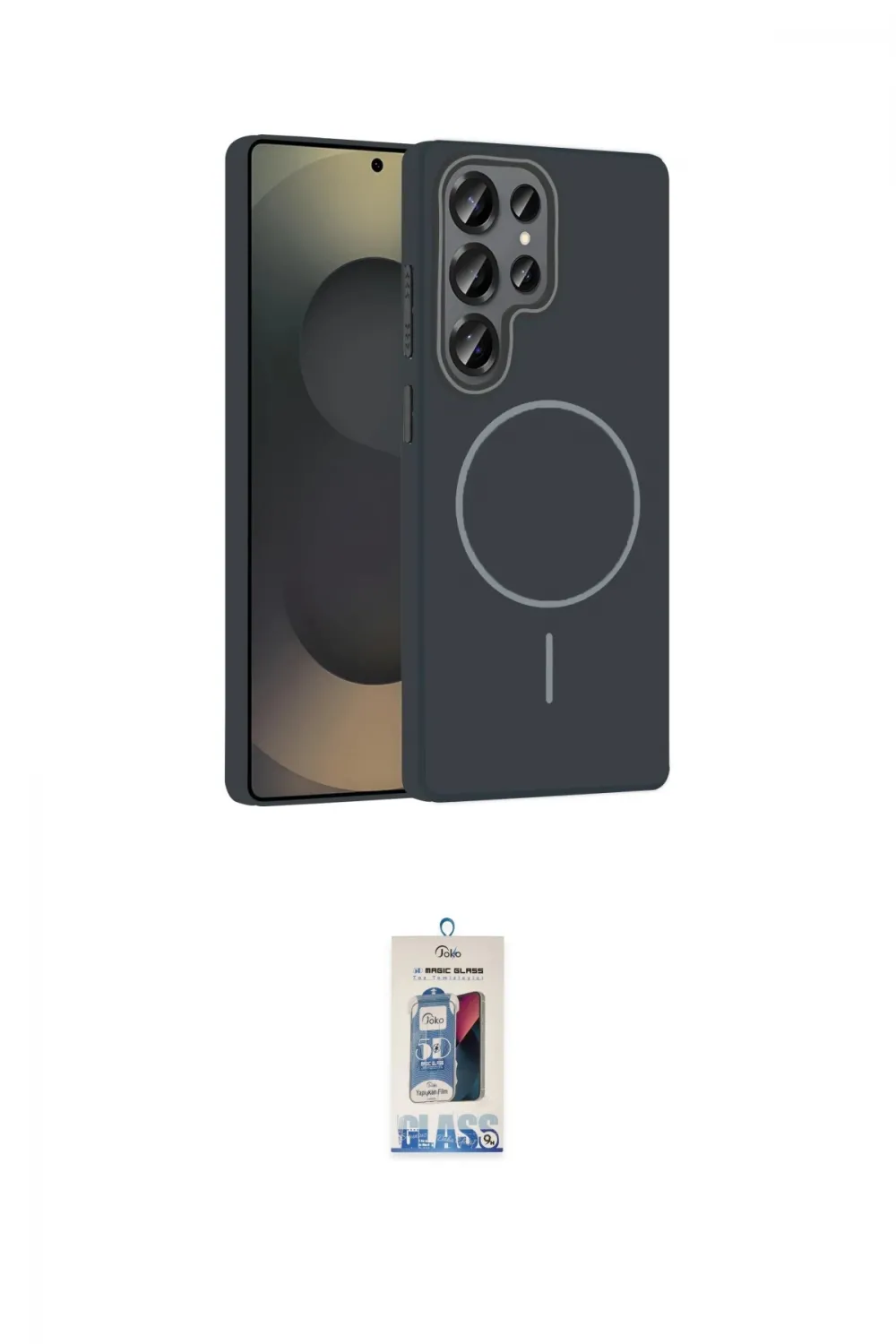 ieg™ Galaxy S25 Ultra Kılıf Siluet Doku Özel Seri - Siyah Joko Magic 5D Cam