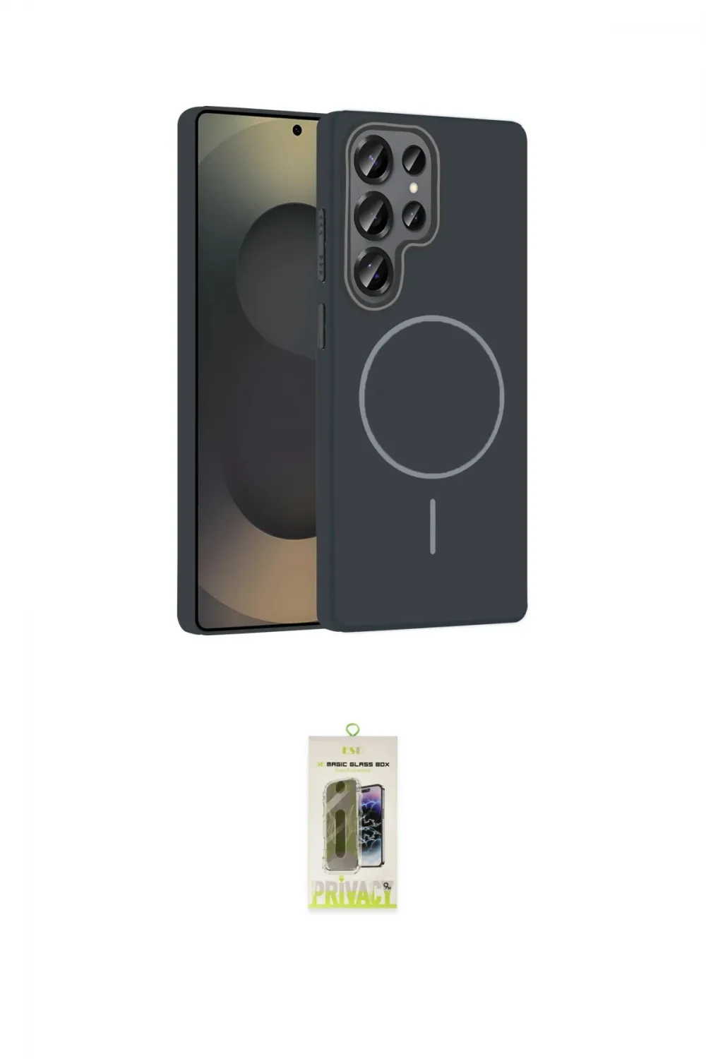 ieg™ Galaxy S25 Ultra Kılıf Siluet Doku Özel Seri - Siyah Joko Magic 5D Hayalet Cam