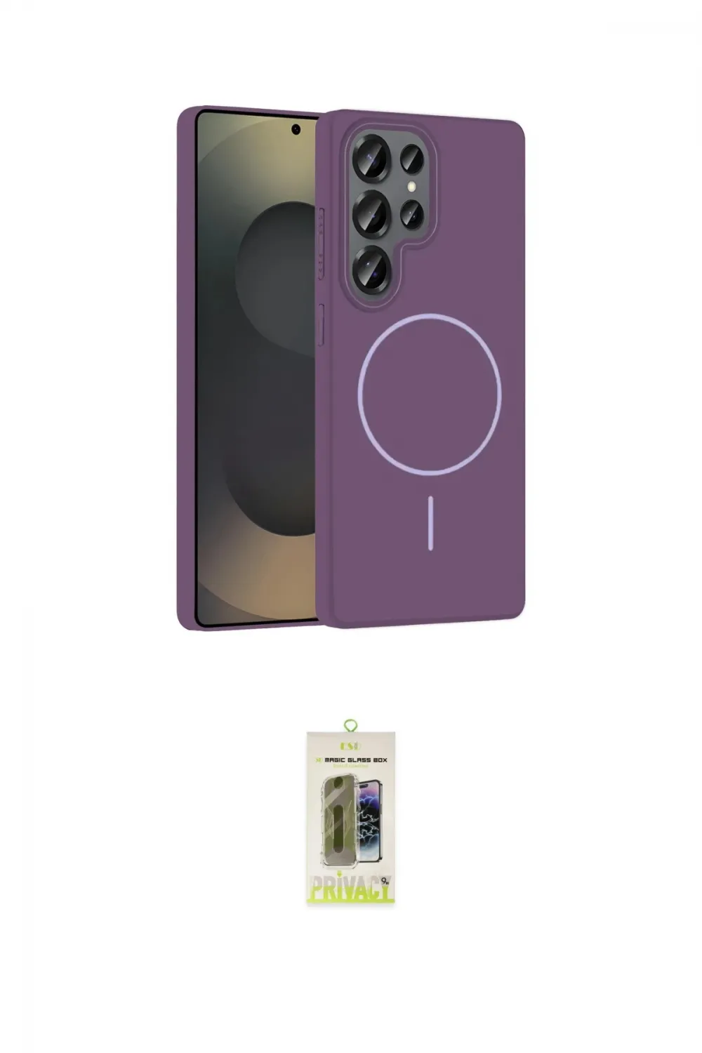 ieg™ Galaxy S25 Ultra Kılıf Siluet Doku Özel Seri - Siyah Joko Magic 5D Hayalet Cam