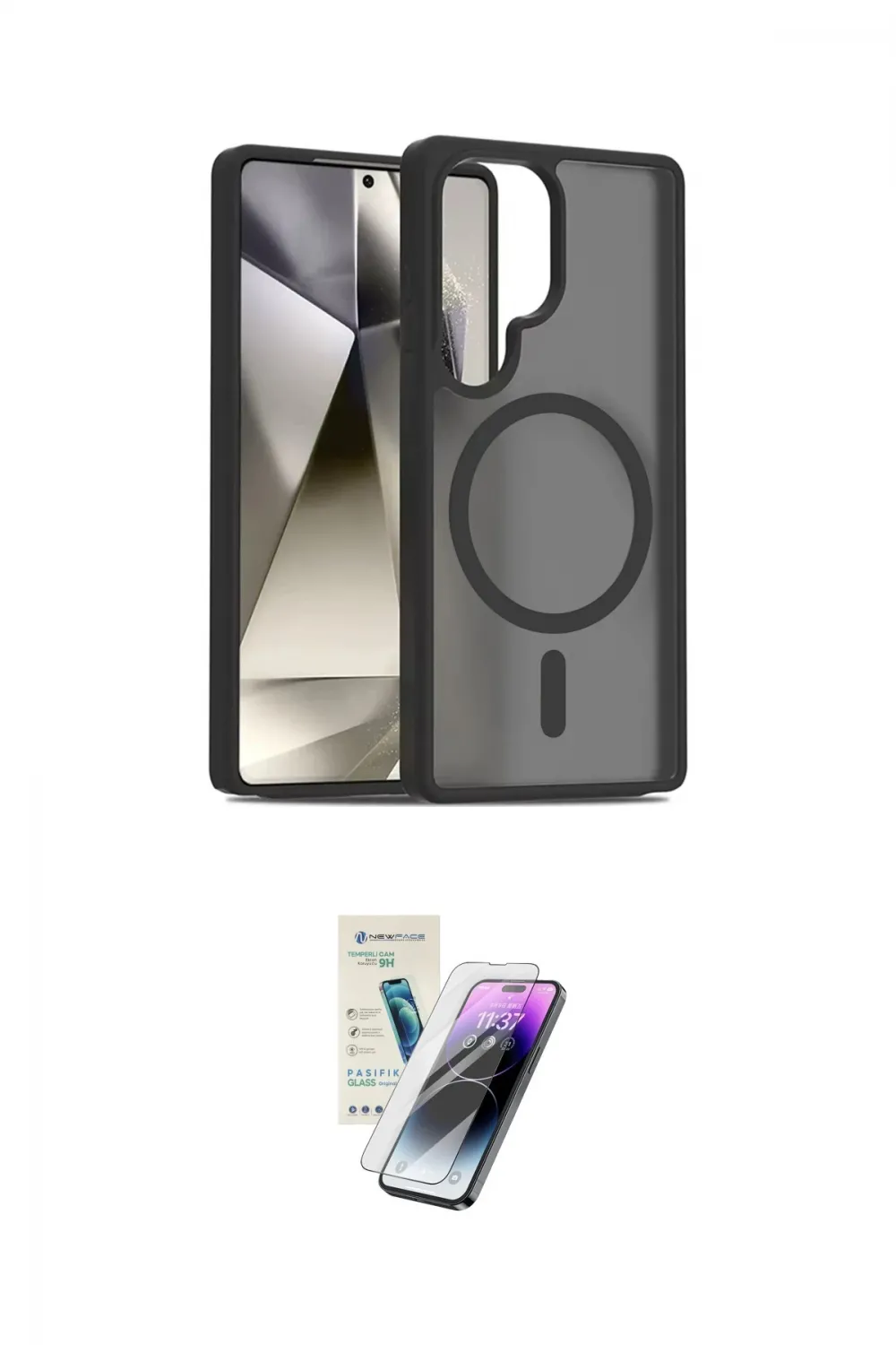 ieg™ Galaxy S25 Ultra Kılıf Siluet Minimal Prime - Şeffaf Pasifik Cam Ekran Koruyucu