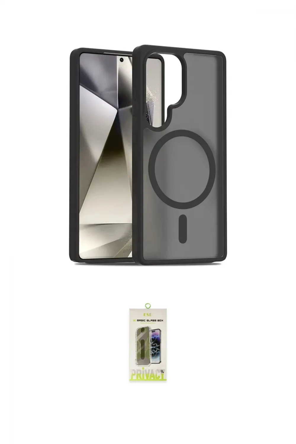 ieg™ Galaxy S25 Ultra Kılıf Siluet Minimal Prime - Siyah Joko Magic 5D Hayalet Cam