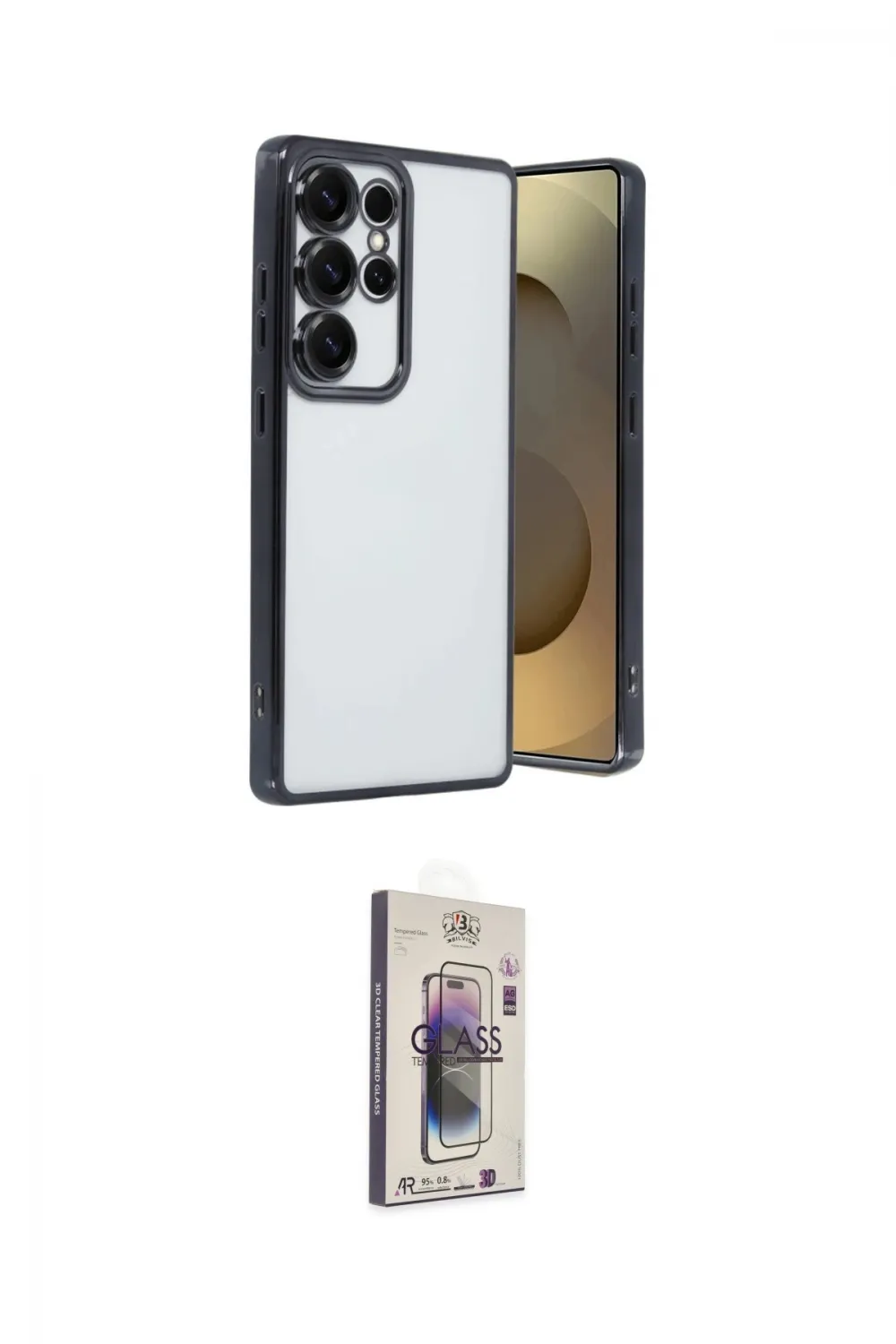ieg™ Galaxy S25 Ultra Kılıf Vadi Minimal - Siyah Bilvis 3D Cam Ekran Koruyucu