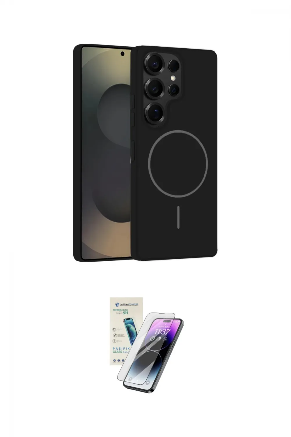 ieg™ Galaxy S25 Ultra Kılıf Yankı Form Serisi - Şeffaf Pasifik Cam Ekran Koruyucu