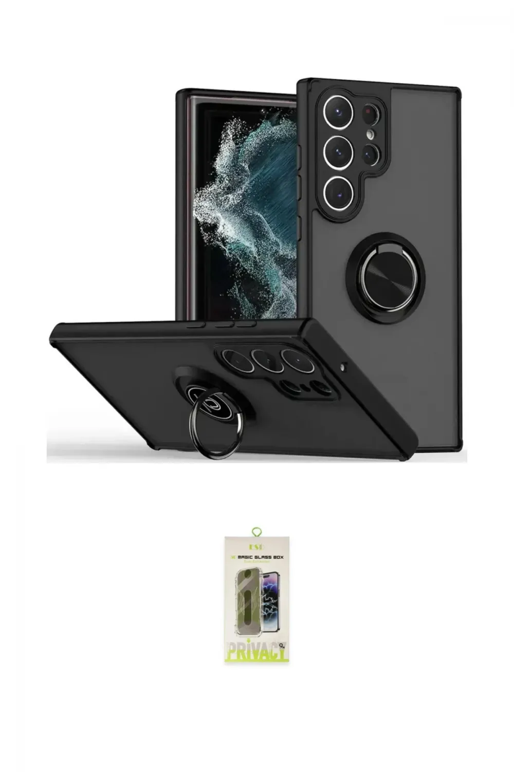 ieg™ Galaxy S25 Ultra Kılıf Yörünge Çizgi - Siyah Joko Magic 5D Hayalet Cam
