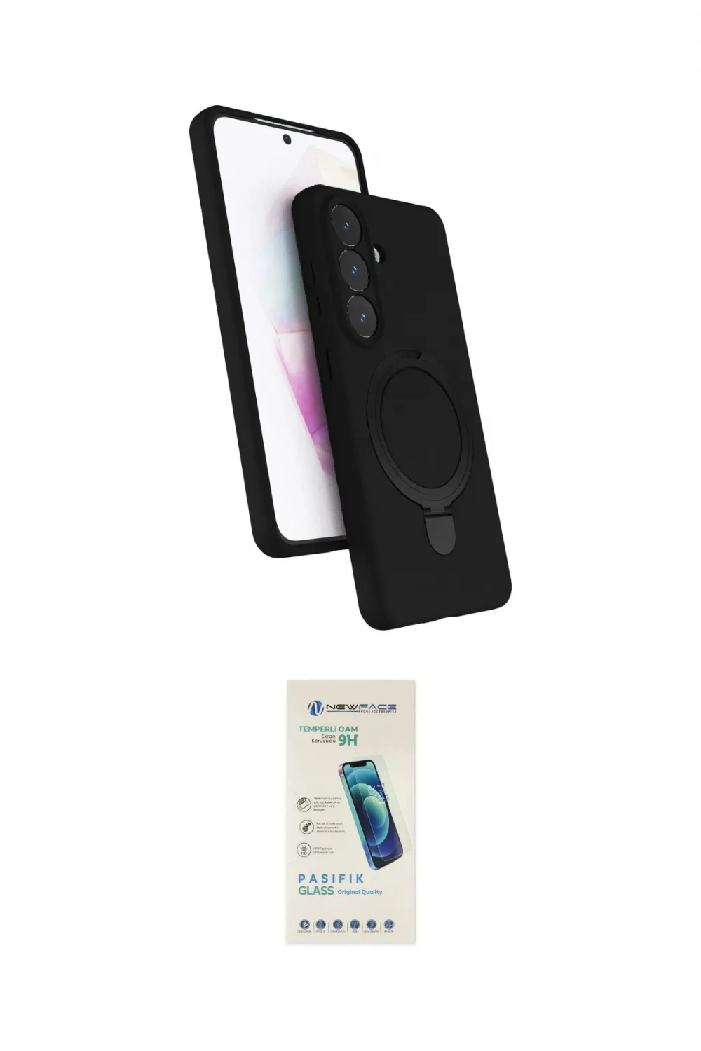 ieg™ Galaxy S26 Kılıf İz Işık Koleksiyonu - Şeffaf Pasifik Cam Ekran Koruyucu