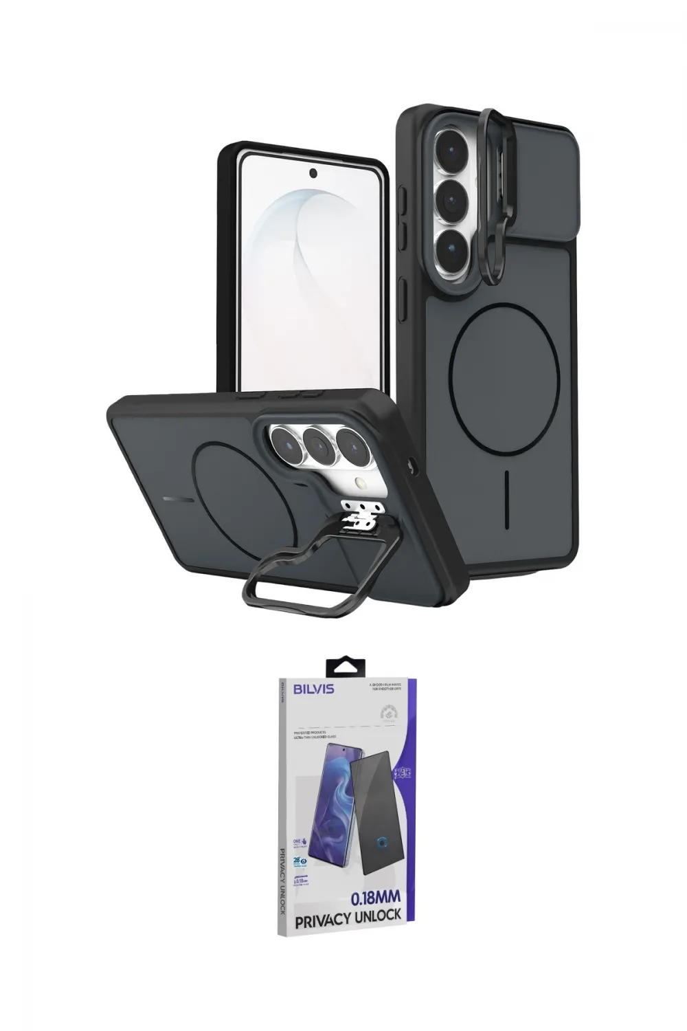 ieg™ Galaxy S26 Kılıf İz Modern Prime - Siyah Bilvis Hayalet Cam Ekran Koruyucu