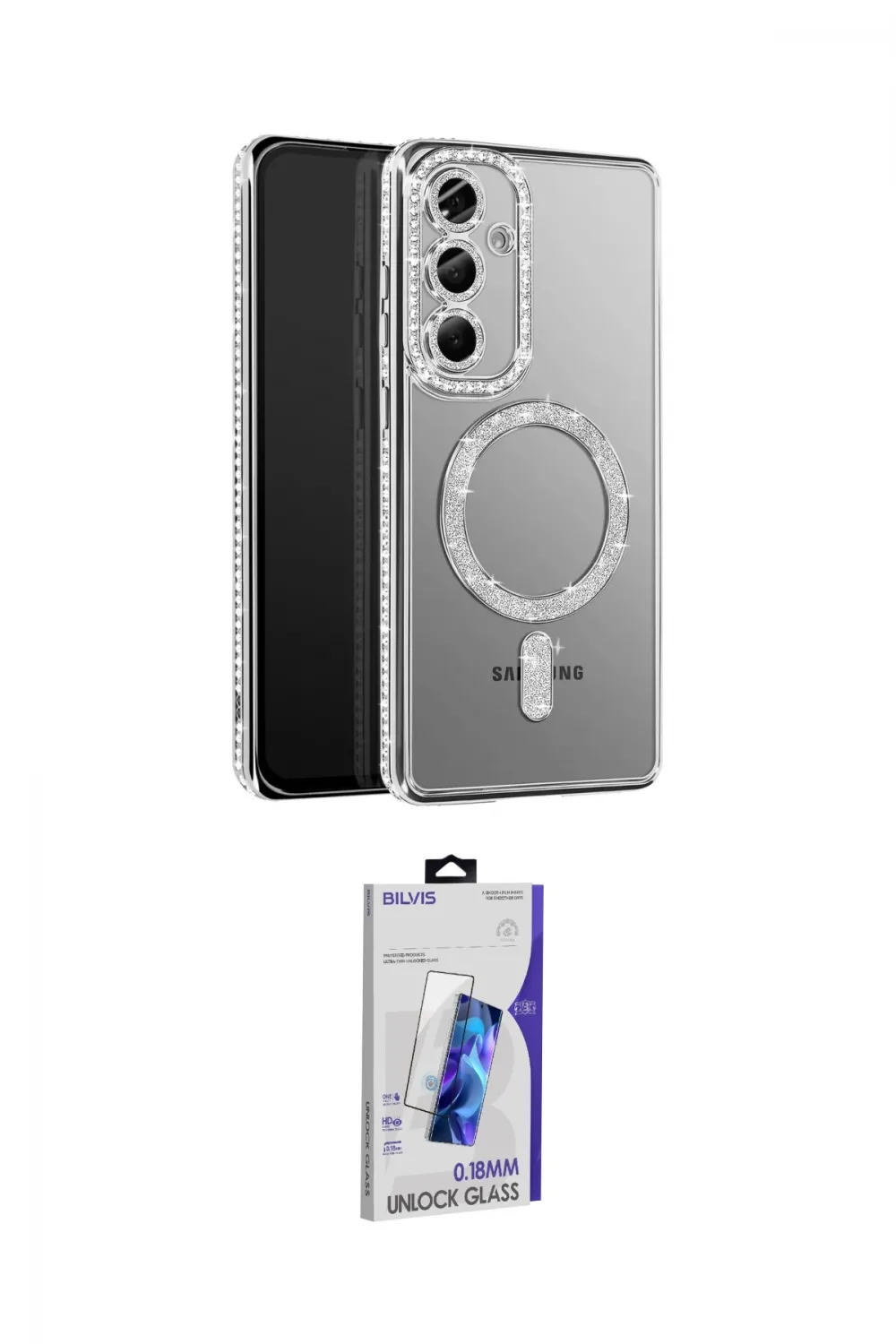 ieg™ Galaxy S26 Kılıf Siluet Işık Serisi - Siyah Bilvis 3D Cam Ekran Koruyucu