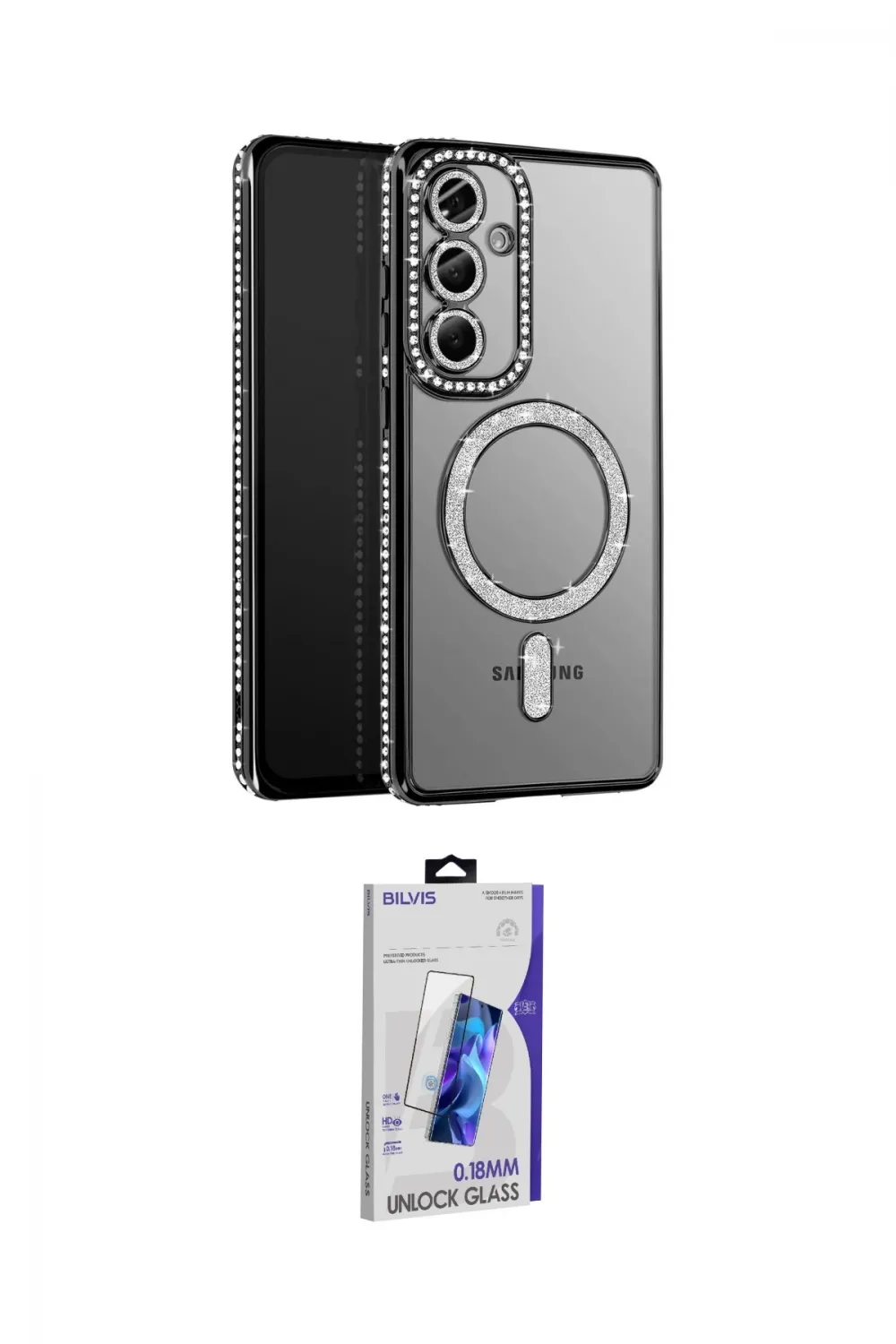 ieg™ Galaxy S26 Kılıf Siluet Işık Serisi - Siyah Bilvis 3D Cam Ekran Koruyucu
