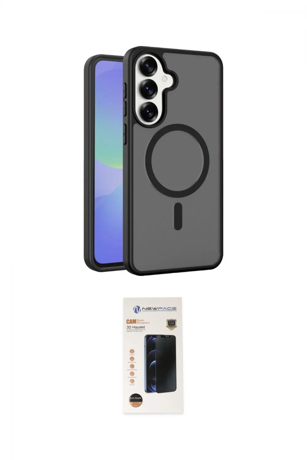 ieg™ Galaxy S26 Kılıf Siluet Minimal Prime - Siyah 3D Antistatik Hayalet Cam Ekran Koruyucu