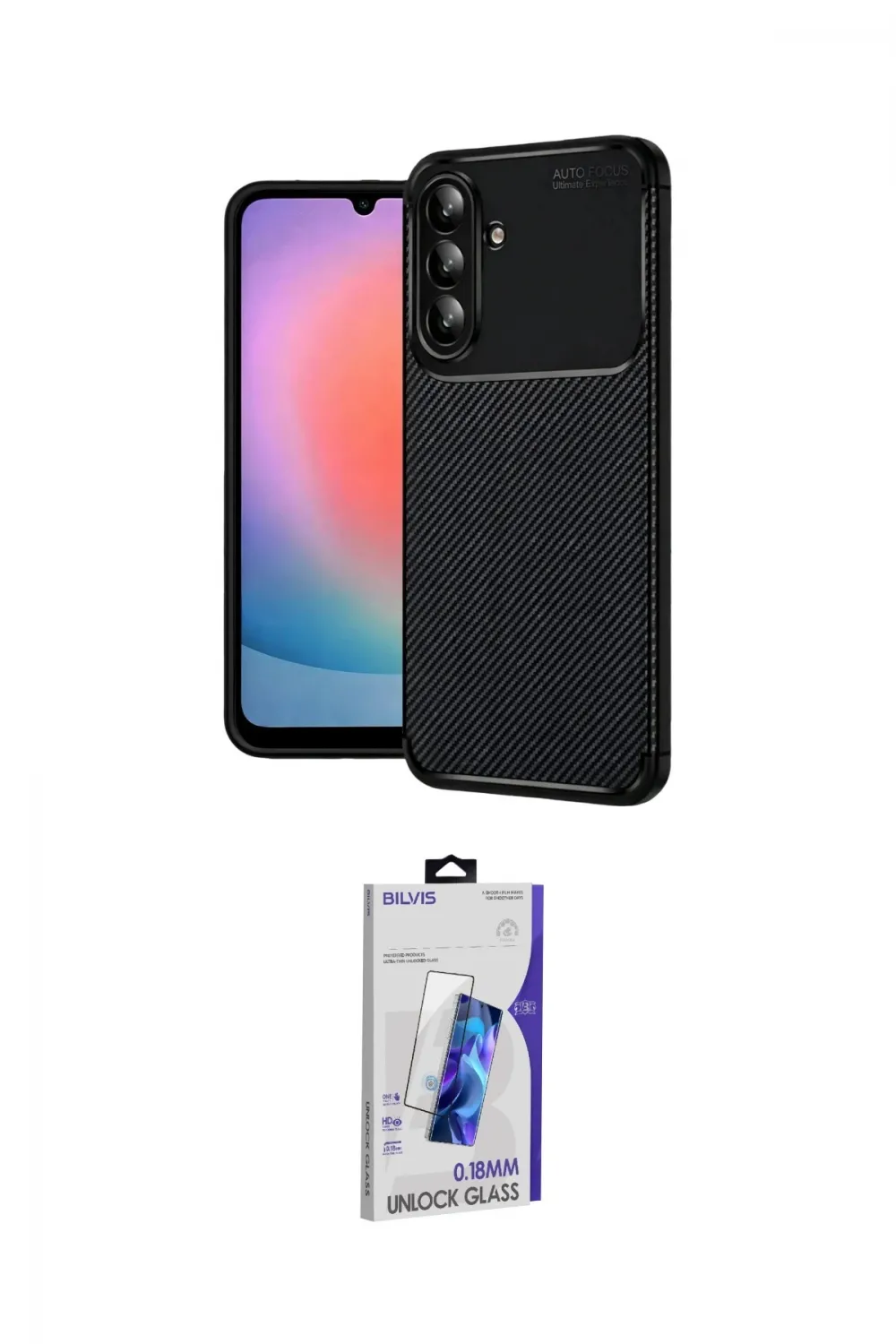 ieg™ Galaxy S26 Plus Kılıf Eksen Form Prime - Siyah Bilvis 3D Cam Ekran Koruyucu