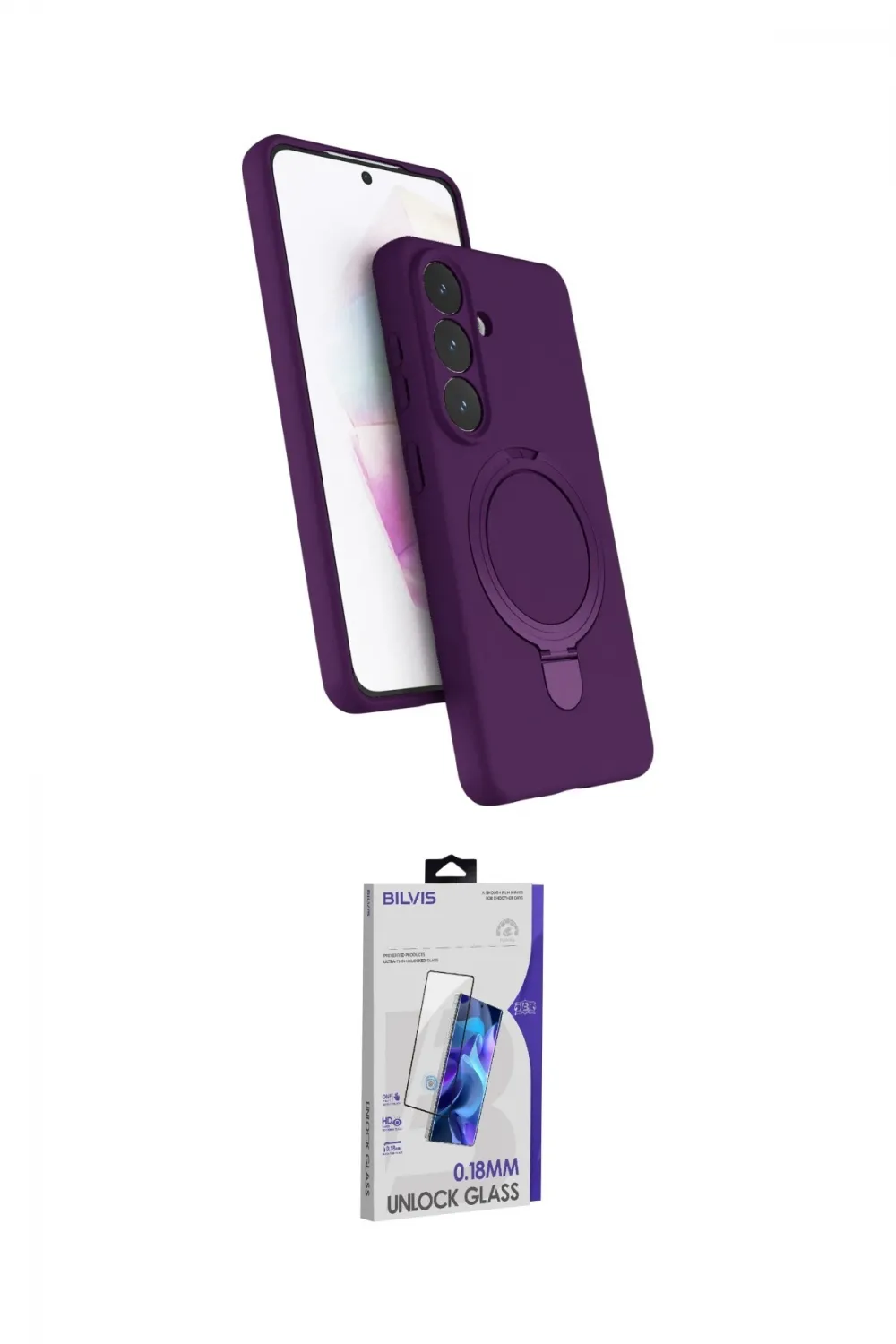 ieg™ Galaxy S26 Plus Kılıf İz Işık Koleksiyonu - Siyah Bilvis 3D Cam Ekran Koruyucu