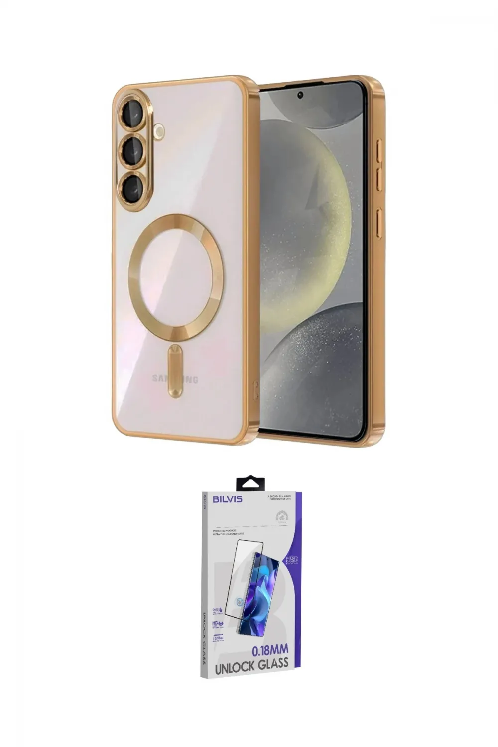 ieg™ Galaxy S26 Plus Kılıf Nova Işık Özel Seri - Siyah Bilvis 3D Cam Ekran Koruyucu