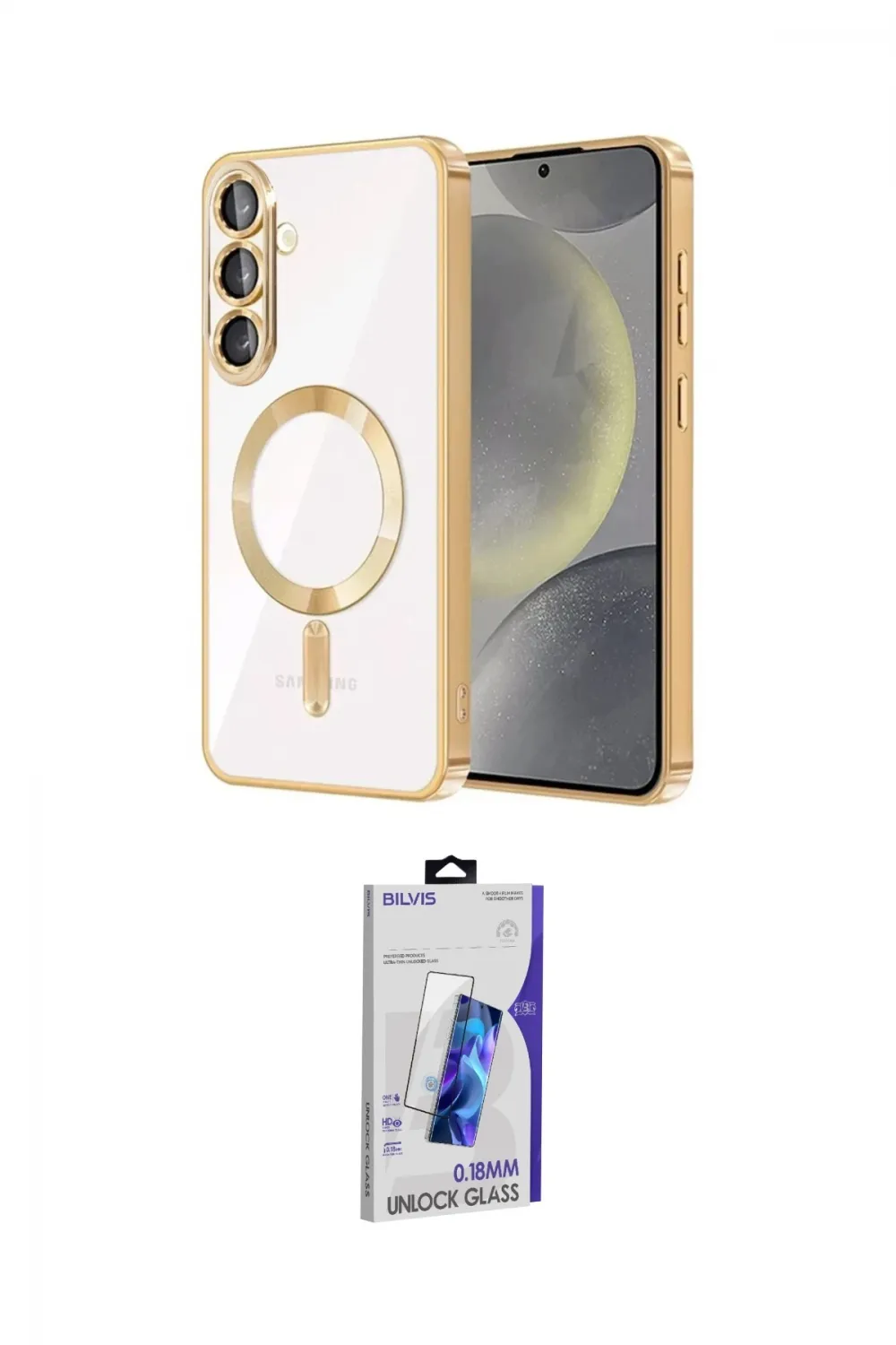 ieg™ Galaxy S26 Plus Kılıf Nova Işık Özel Seri - Siyah Bilvis 3D Cam Ekran Koruyucu