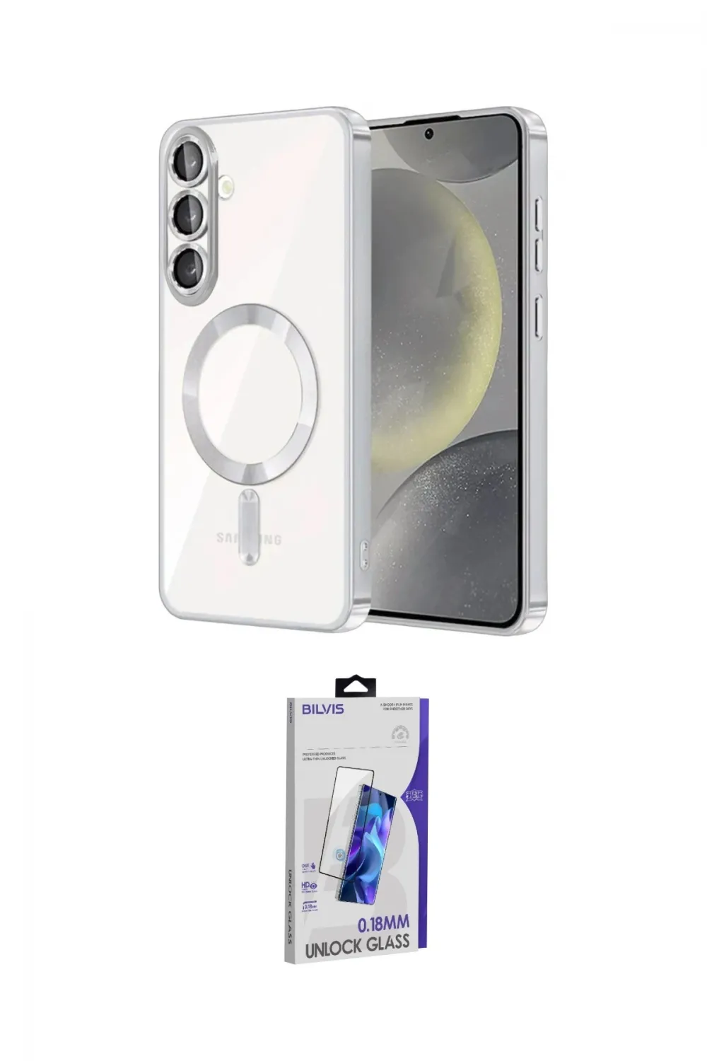 ieg™ Galaxy S26 Plus Kılıf Nova Işık Özel Seri - Siyah Bilvis 3D Cam Ekran Koruyucu