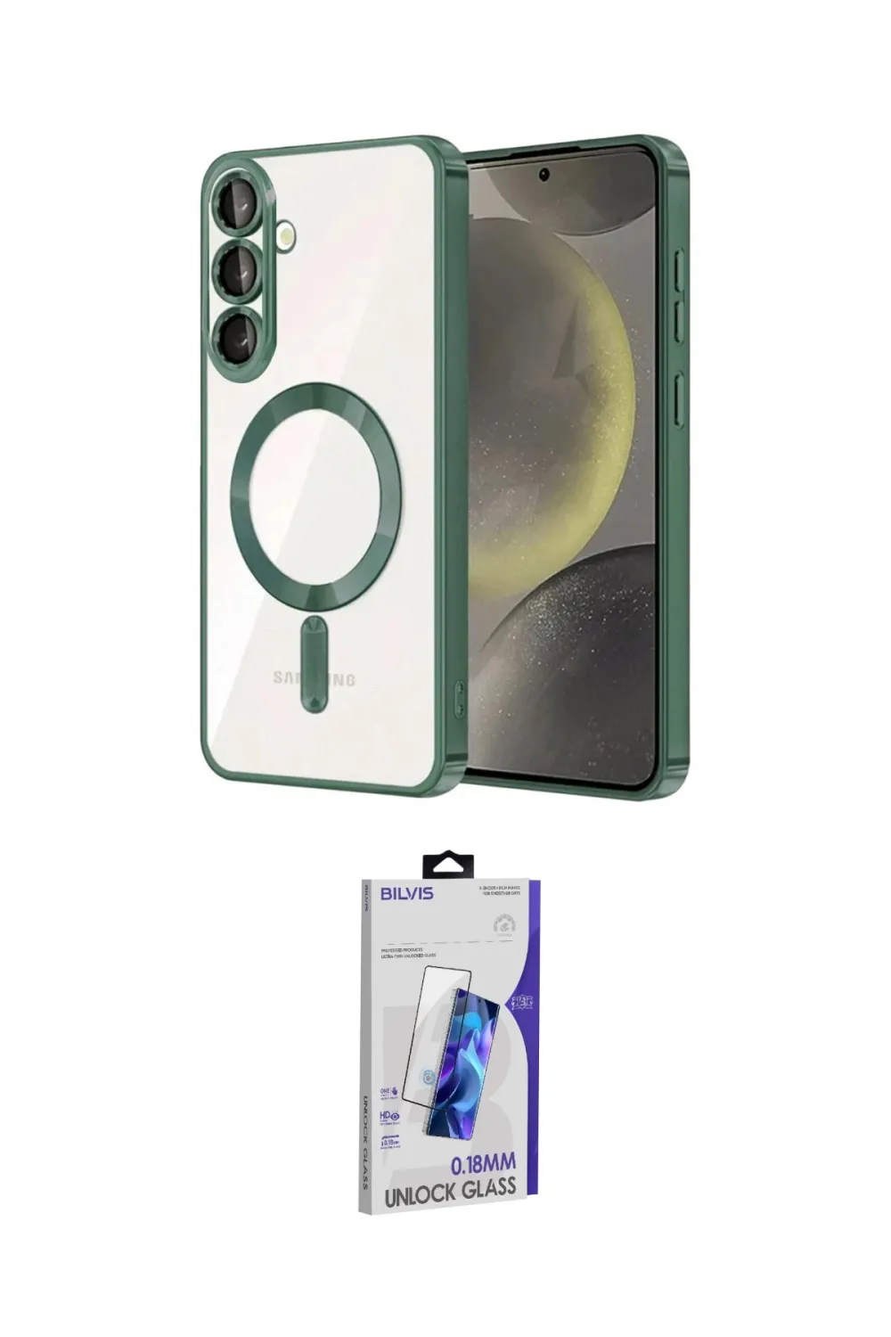ieg™ Galaxy S26 Plus Kılıf Nova Işık Özel Seri - Siyah Bilvis 3D Cam Ekran Koruyucu