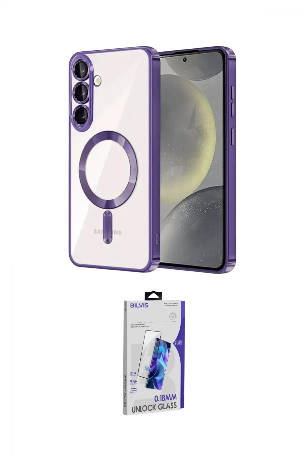 ieg™ Galaxy S26 Plus Kılıf Nova Işık Özel Seri - Siyah Bilvis 3D Cam Ekran Koruyucu