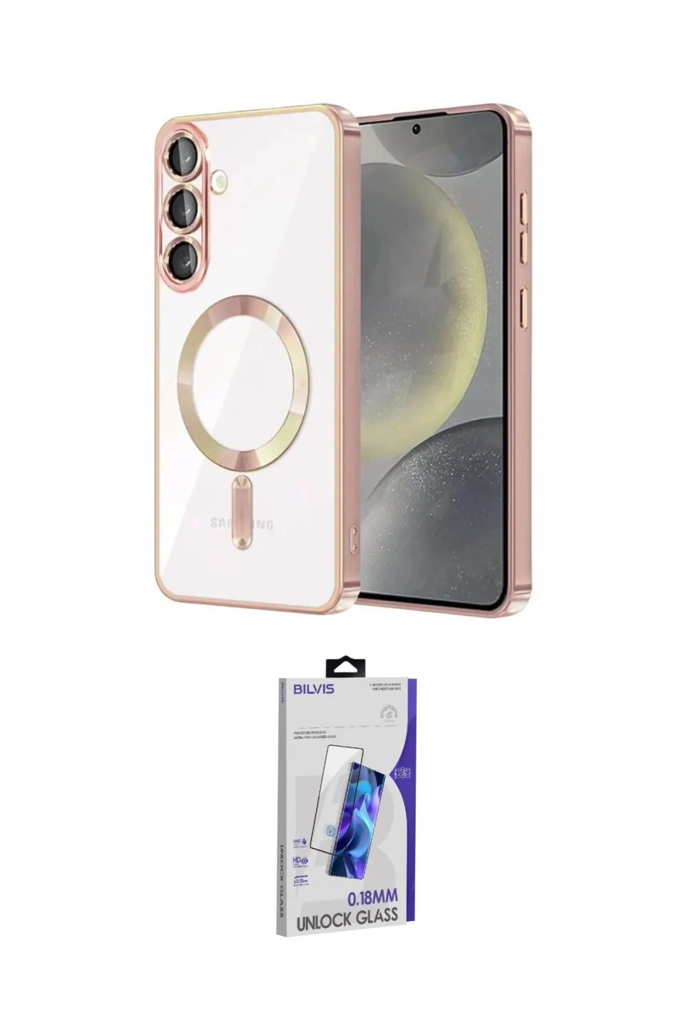 ieg™ Galaxy S26 Plus Kılıf Nova Işık Özel Seri - Siyah Bilvis 3D Cam Ekran Koruyucu