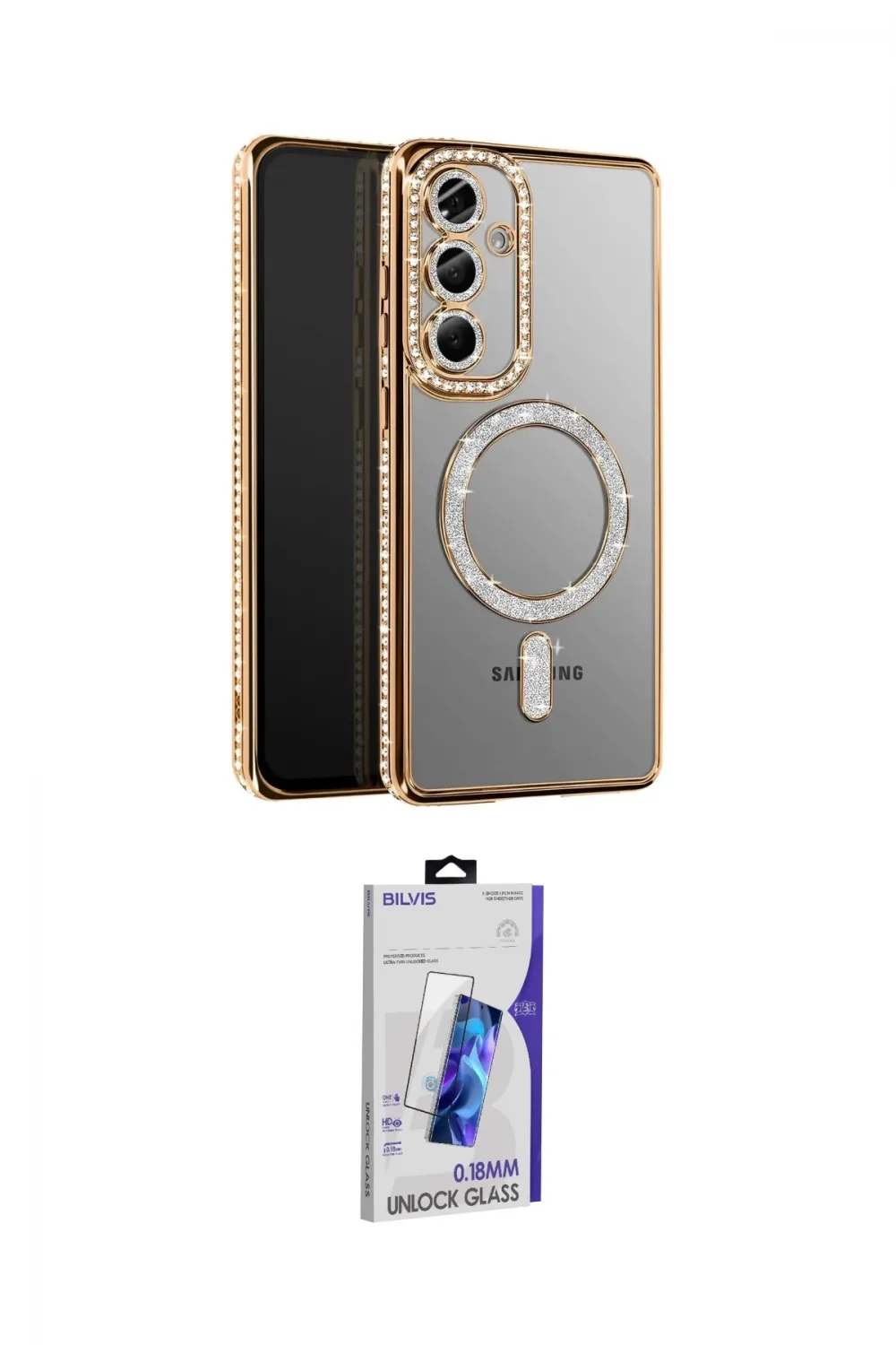 ieg™ Galaxy S26 Plus Kılıf Siluet Işık Serisi - Siyah Bilvis 3D Cam Ekran Koruyucu