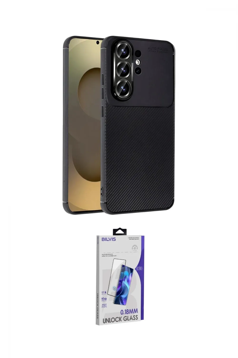 ieg™ Galaxy S26 Ultra Kılıf Eksen Form Prime - Siyah Bilvis 3D Cam Ekran Koruyucu