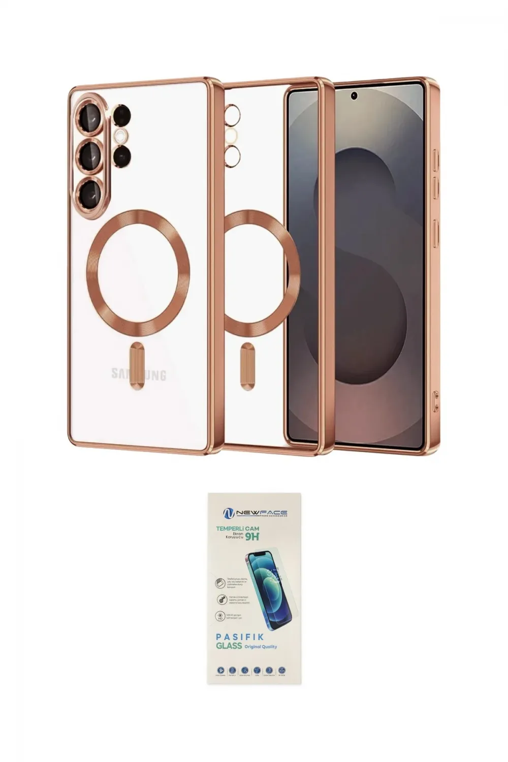 ieg™ Galaxy S26 Ultra Kılıf Nova Işık Özel Seri - Şeffaf Pasifik Cam Ekran Koruyucu