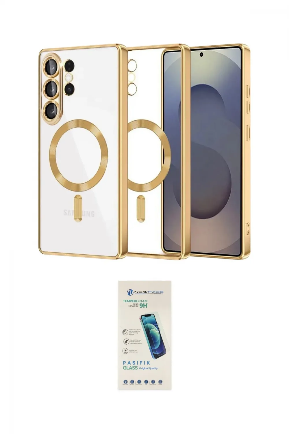 ieg™ Galaxy S26 Ultra Kılıf Nova Işık Özel Seri - Şeffaf Pasifik Cam Ekran Koruyucu