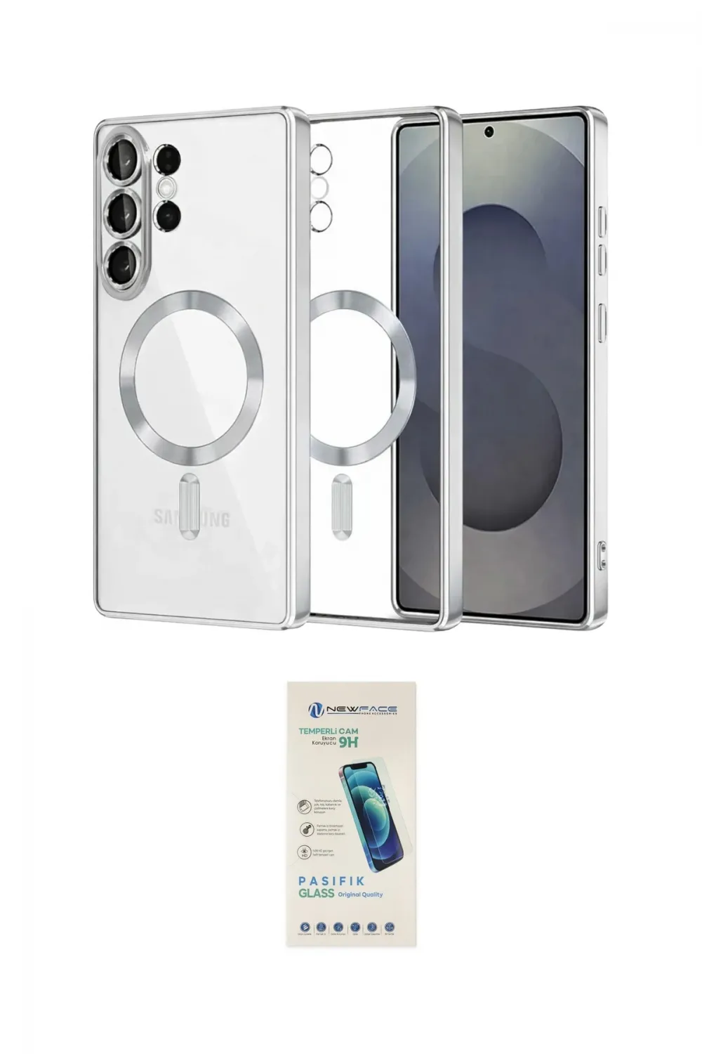 ieg™ Galaxy S26 Ultra Kılıf Nova Işık Özel Seri - Şeffaf Pasifik Cam Ekran Koruyucu