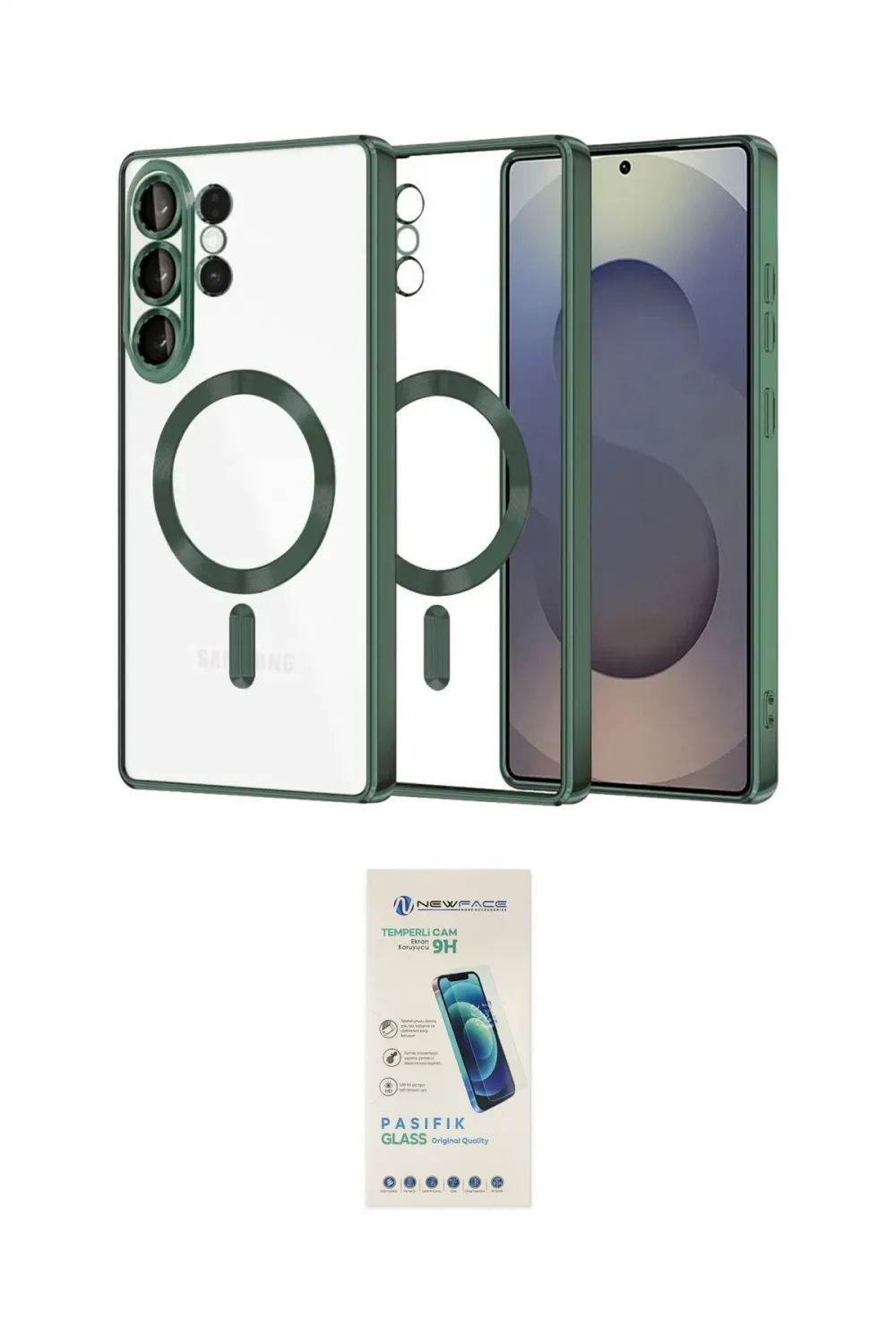 ieg™ Galaxy S26 Ultra Kılıf Nova Işık Özel Seri - Şeffaf Pasifik Cam Ekran Koruyucu
