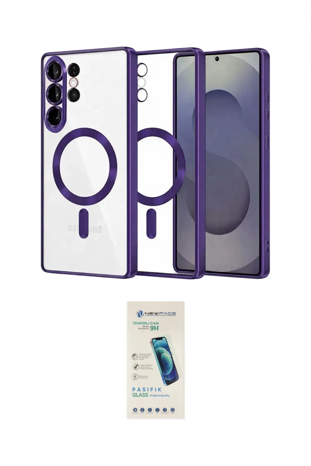 ieg™ Galaxy S26 Ultra Kılıf Nova Işık Özel Seri - Şeffaf Pasifik Cam Ekran Koruyucu