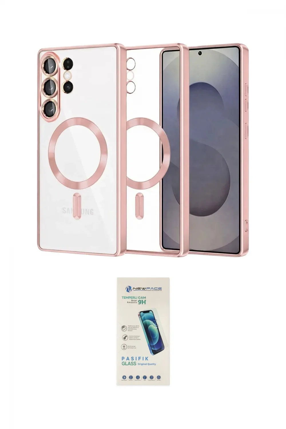 ieg™ Galaxy S26 Ultra Kılıf Nova Işık Özel Seri - Şeffaf Pasifik Cam Ekran Koruyucu