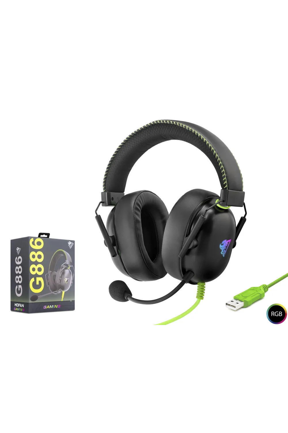 Gaming Kulaklik Usb Rgb 7.1 - Si̇yah/Yeşi̇l G886