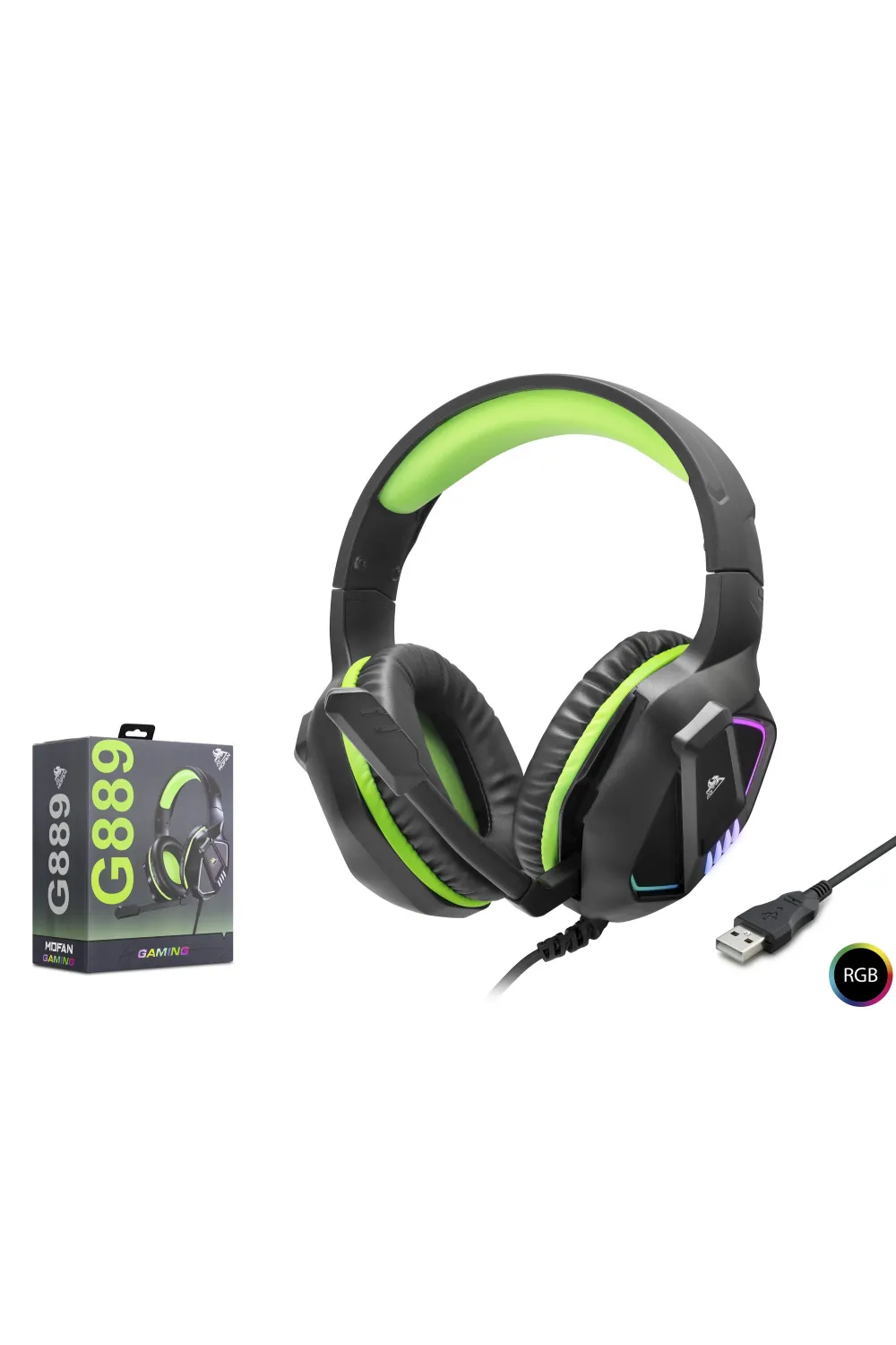 Gaming Kulaklik Usb Rgb - Si̇yah/Yeşil G889