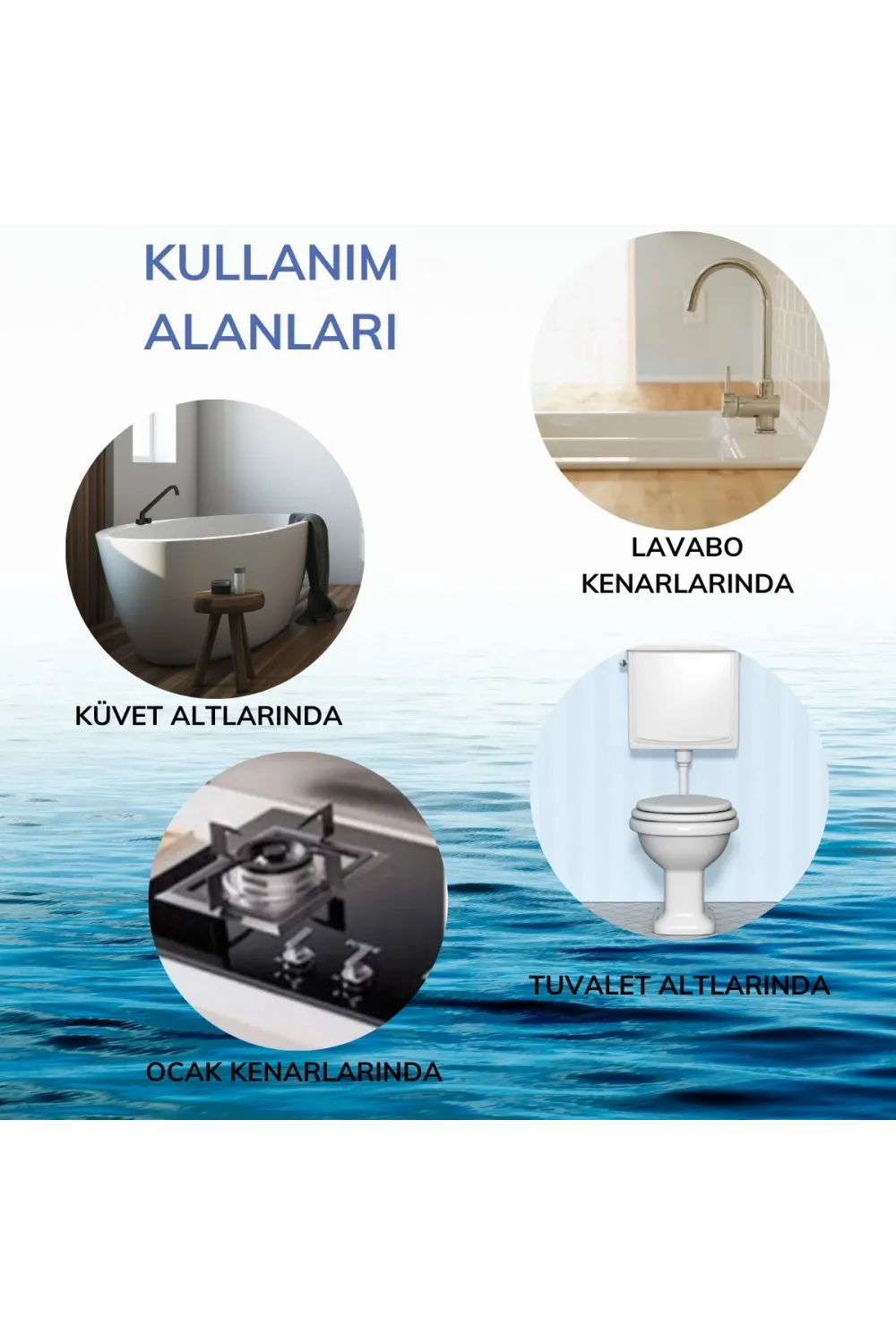 Gri Su Sızdırmaz  Banyo Mutfak Lavabo Küvet İzolasyon Şerit Bant