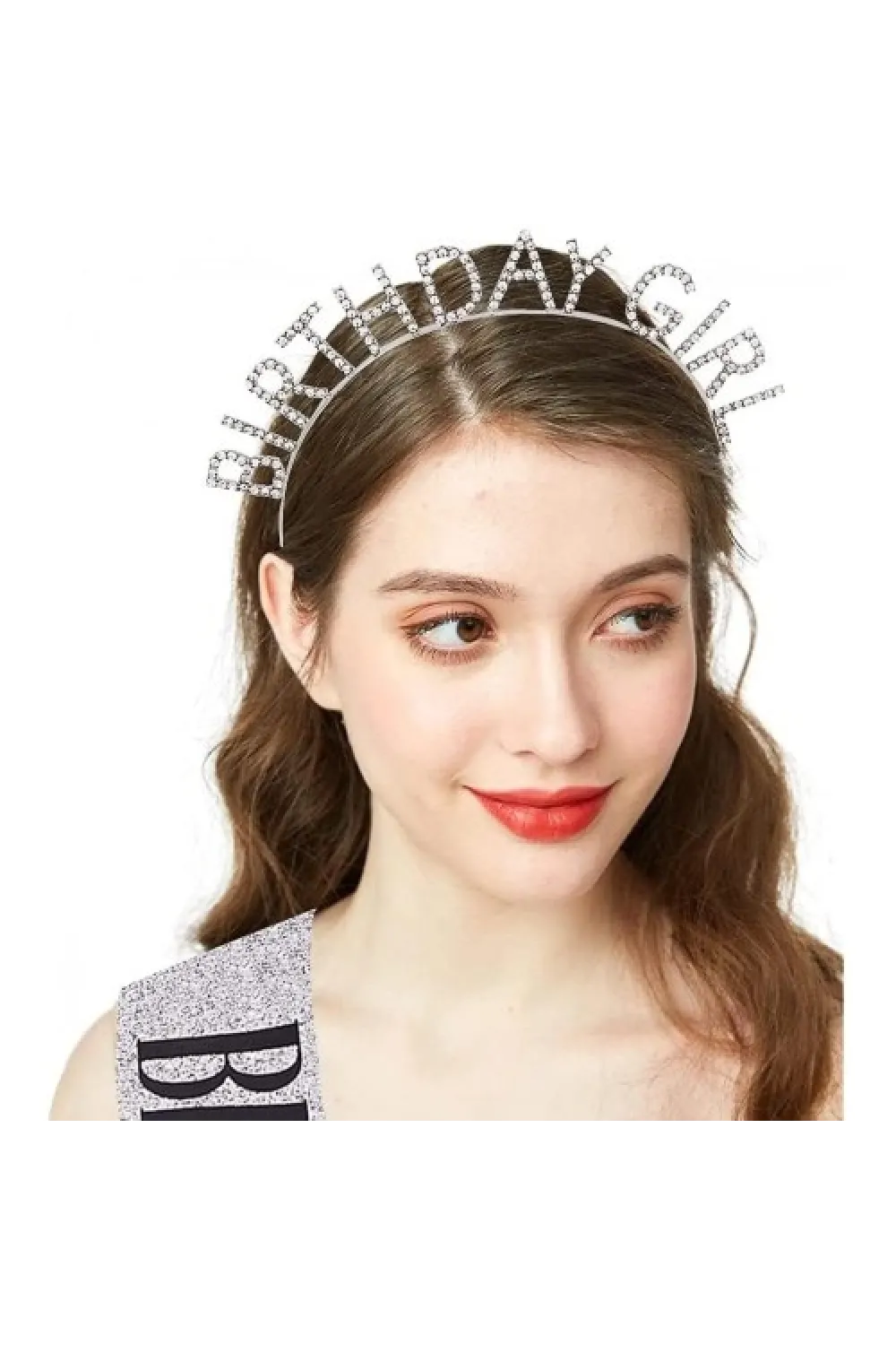 Gümüş Kristal Taşlı Birthday Girl Tacı