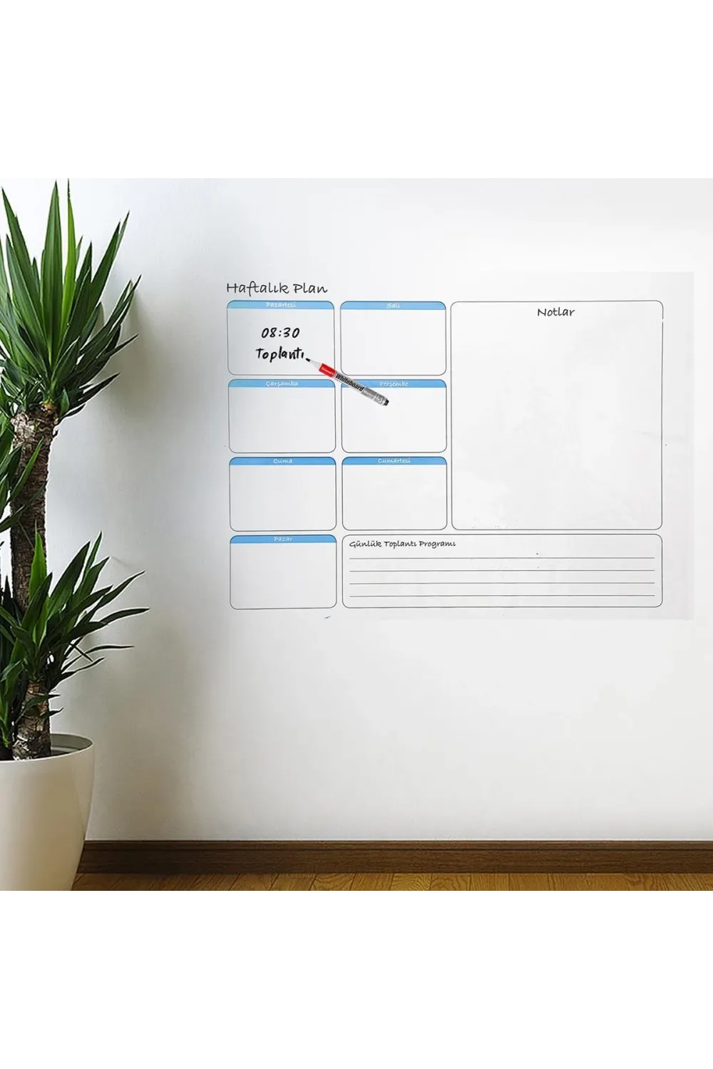 Haftalık Planlayıcı Manyetik Duvar Stickerı Takvim 56 cm x 70 cm