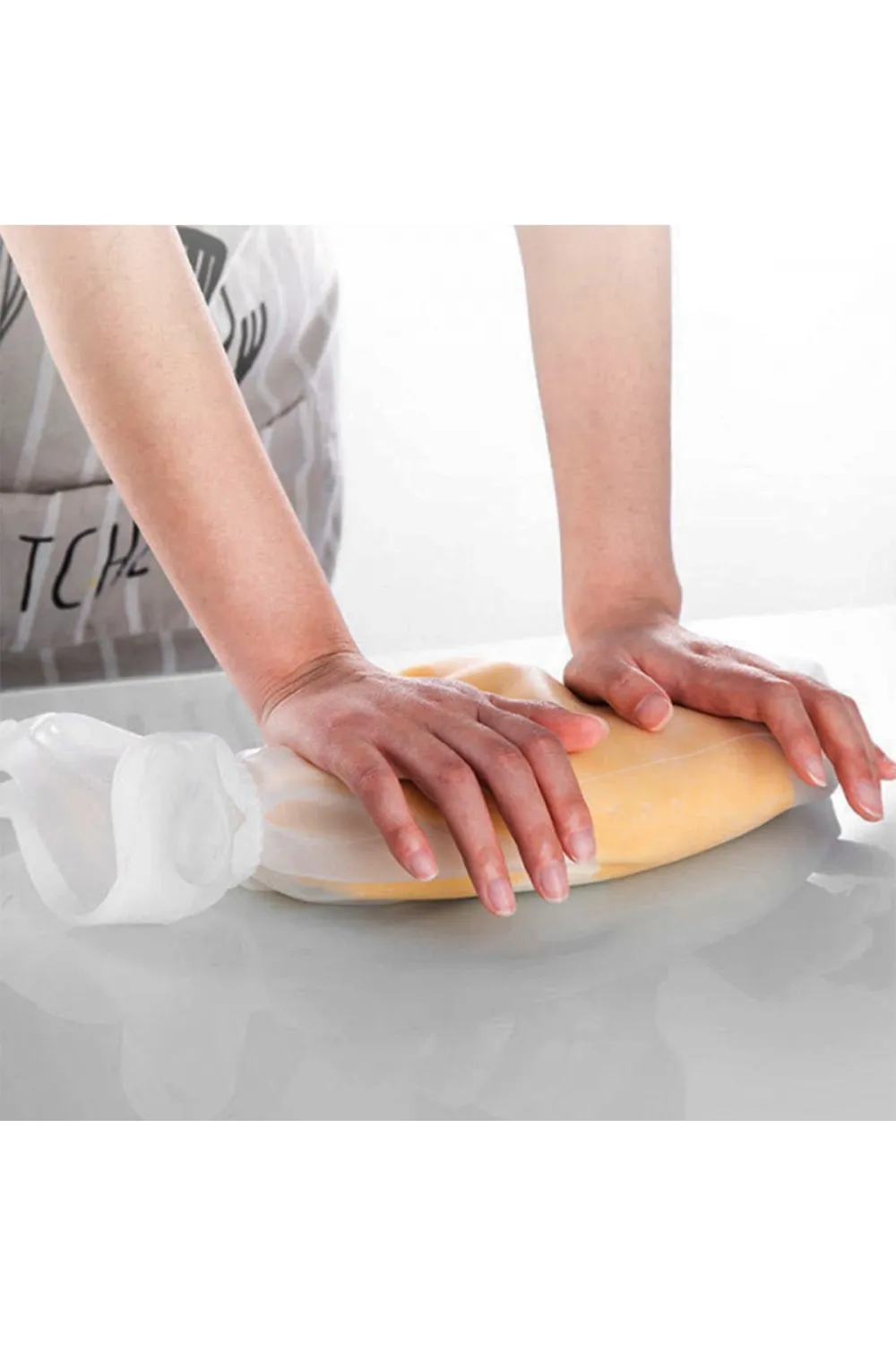 Hamur Torbası 2 li Set Orta ve Büyük Hamur Silikon Şeffaf Yoğurma Torbası Ekmek Makarna Mant