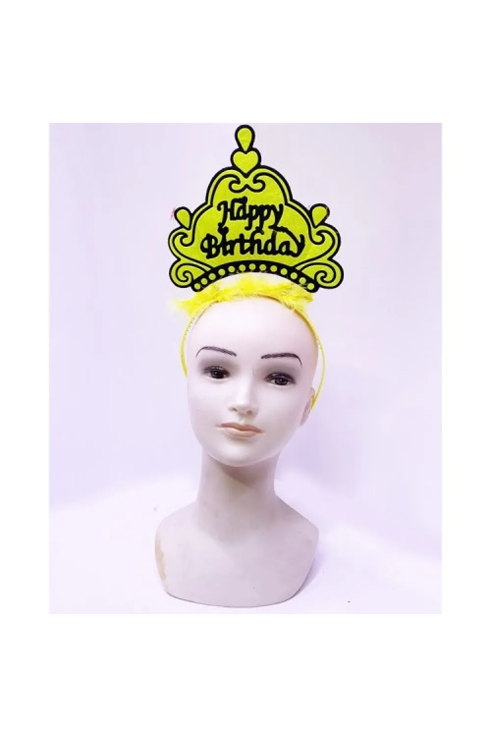 Happy Birthday Neon Sarı Taç