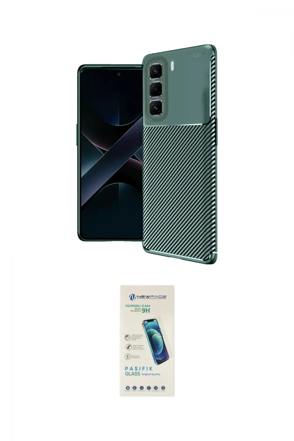 ieg™ Hot 50 4G Kılıf Eksen Form Prime - Şeffaf Pasifik Cam Ekran Koruyucu