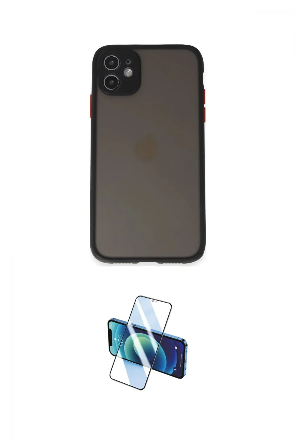 ieg™ iPhone 11 Kılıf Ahenk Çizgi Serisi - Siyah 3D Antistatik Cam Ekran Koruyucu